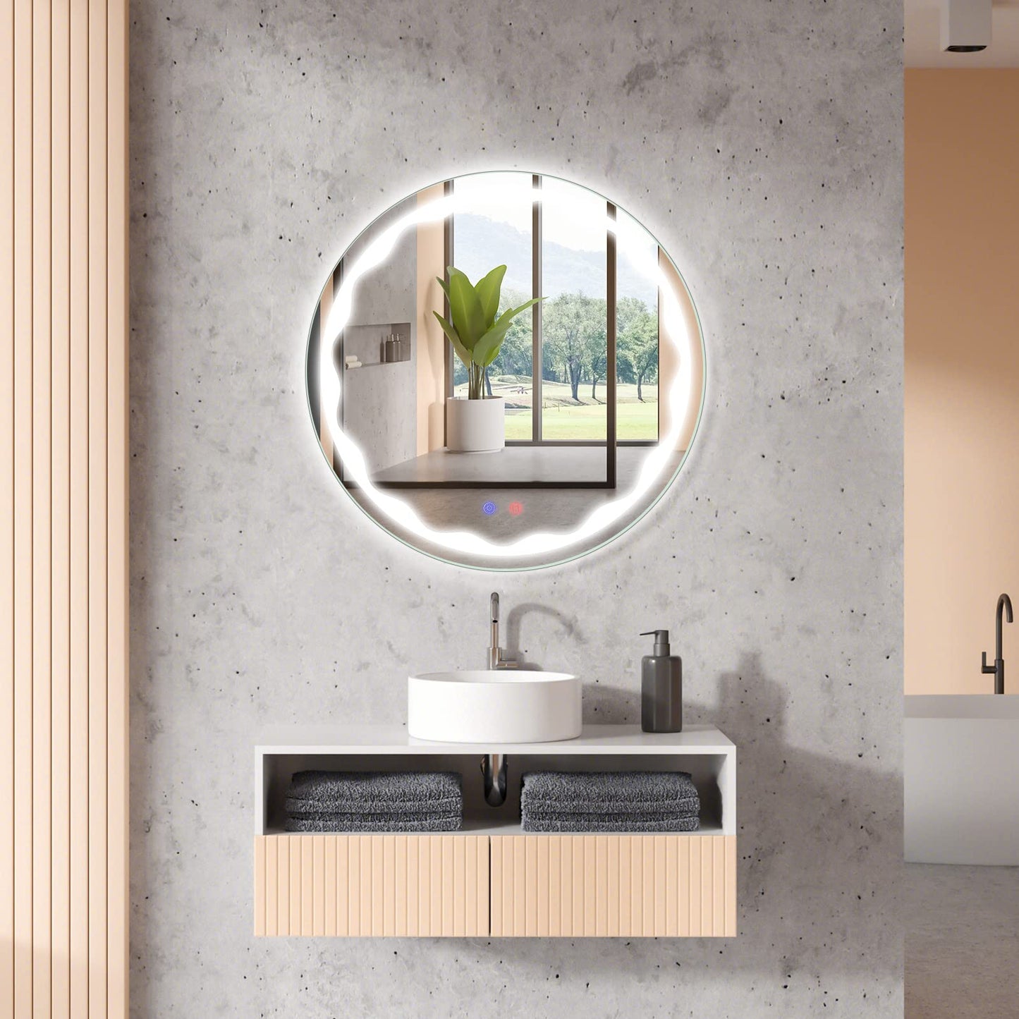 Tangkula 23.5" Round LED Bathroom Mirror