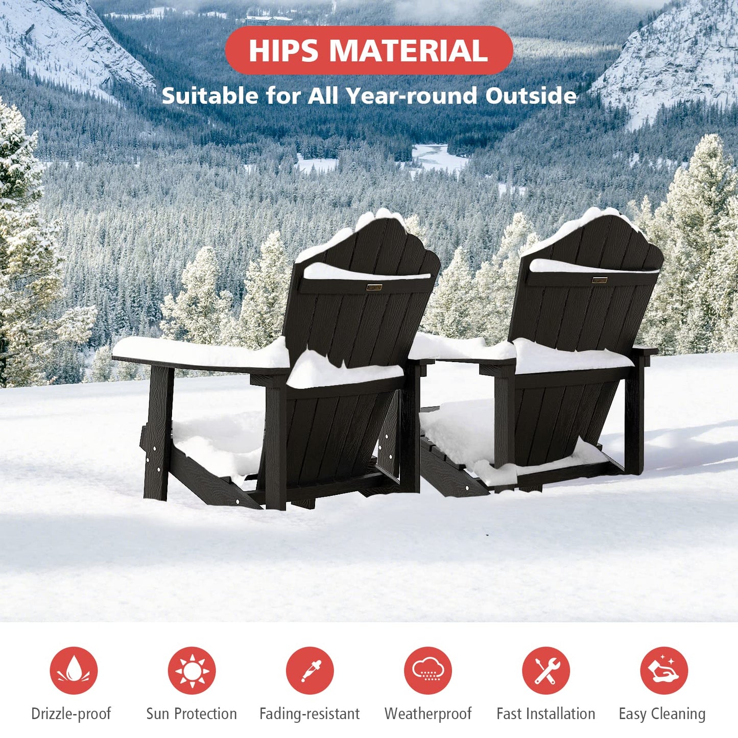 Tangkula Oversized Adirondack Chair, Patio Lounge Chairs w/Adjustable Cup Holder