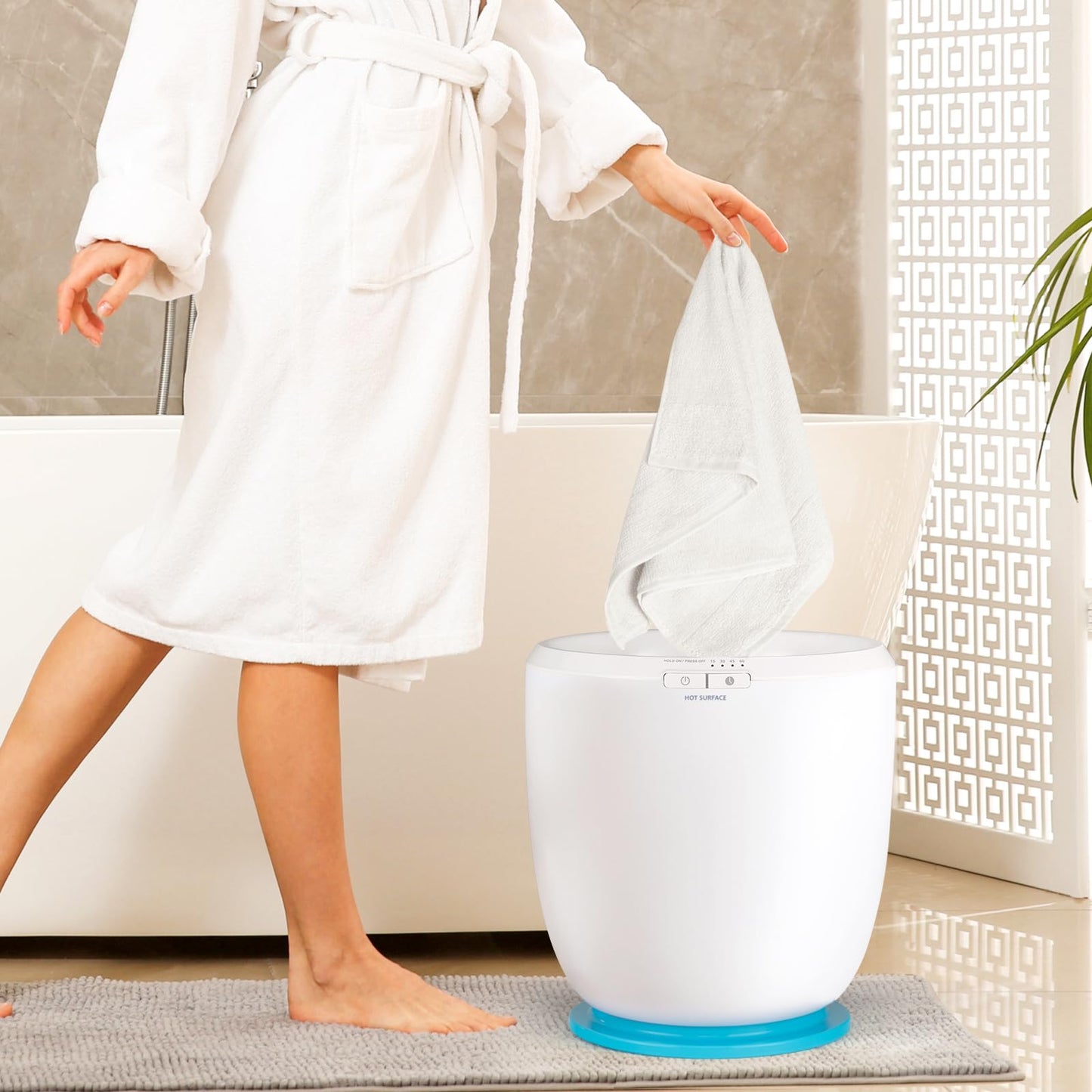 Tangkula Sèche-serviettes seau, chauffe-serviettes de comptoir pour salle de bain avec support d'aromathérapie