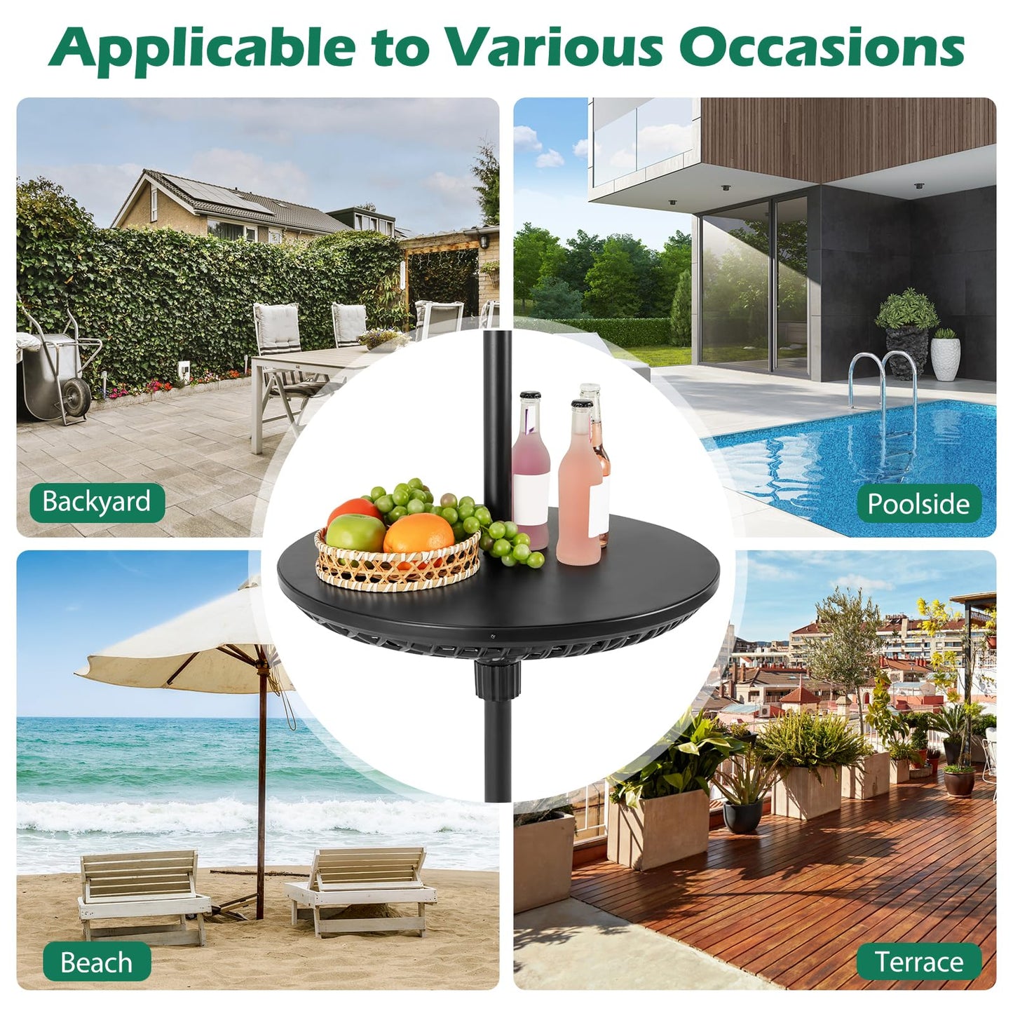 Tangkula Outdoor Umbrella Table Tray