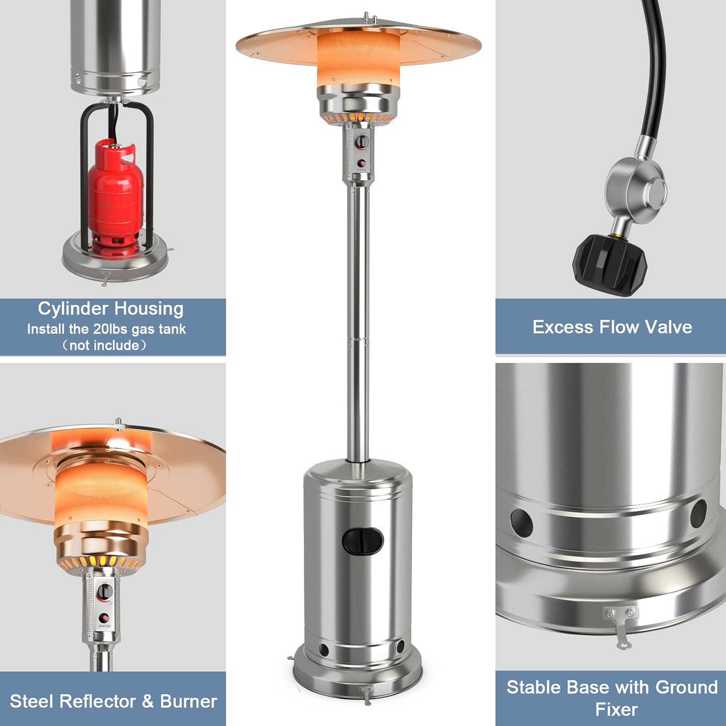 Patio Heater, 50000 BTU Propane Heater with Wheels