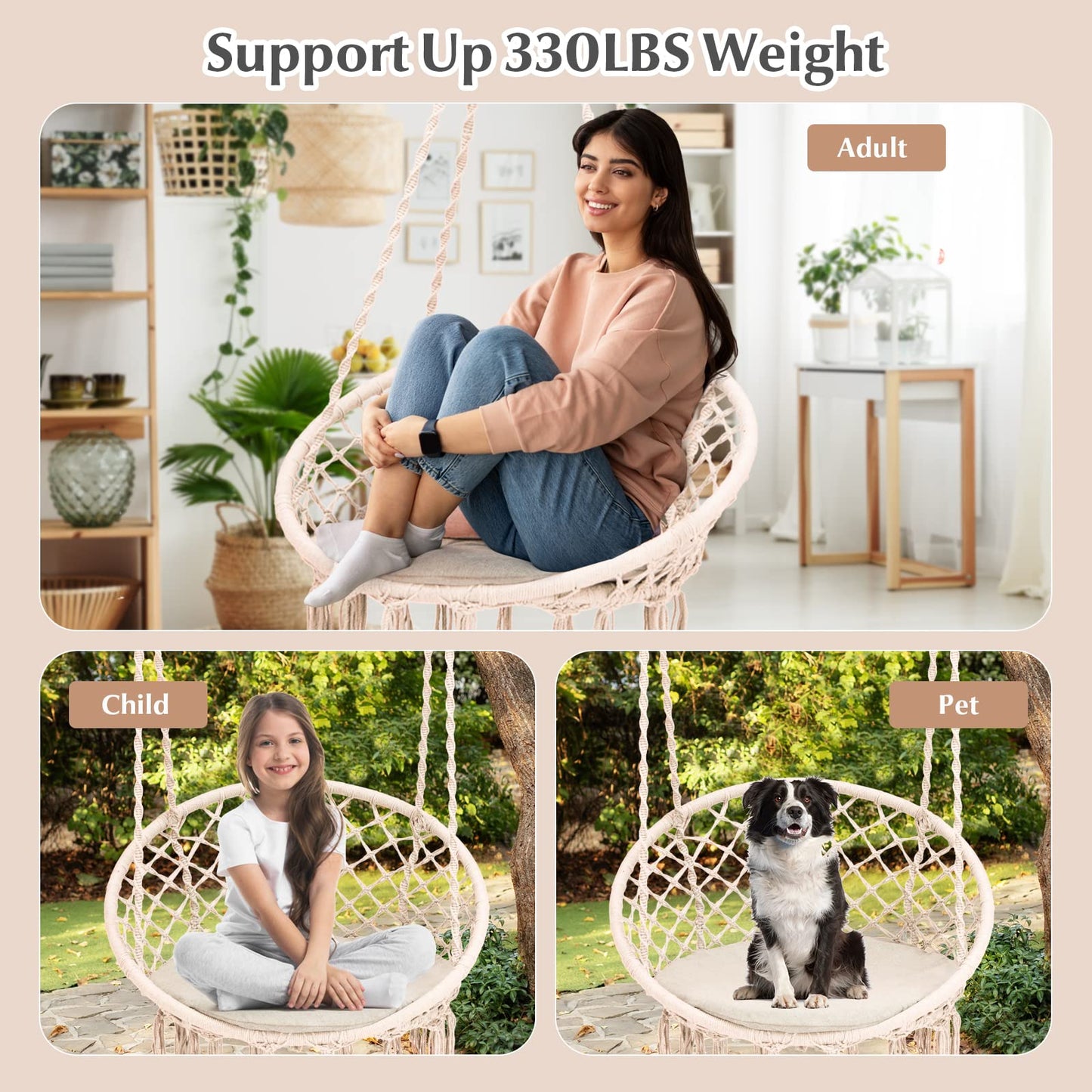 Tangkula Hammock Chair with Cushion