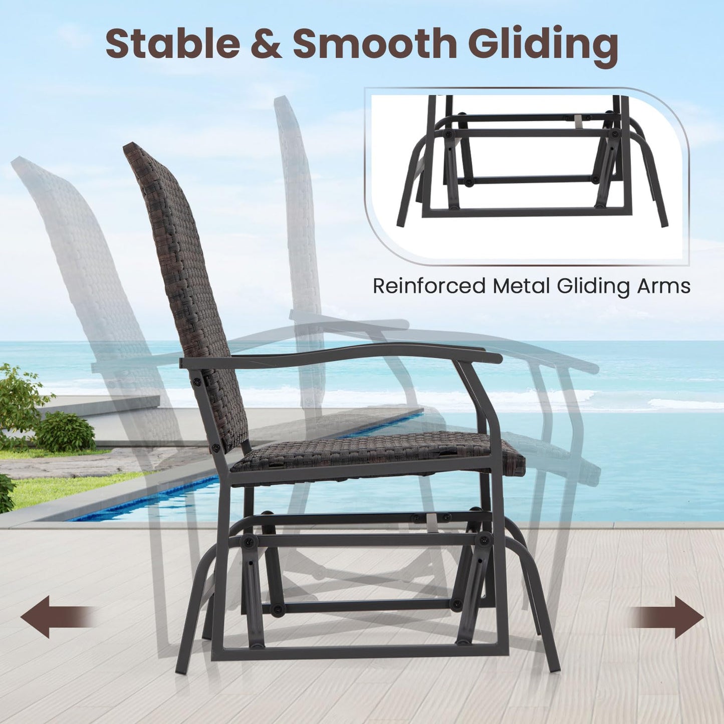 Tangkula 3 Pieces Patio Gliding Set