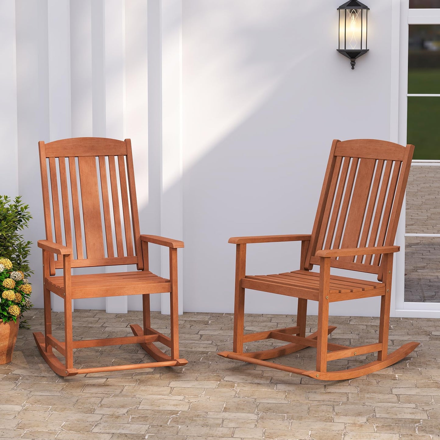 Tangkula Outdoor Patio Wood Rocking Chair