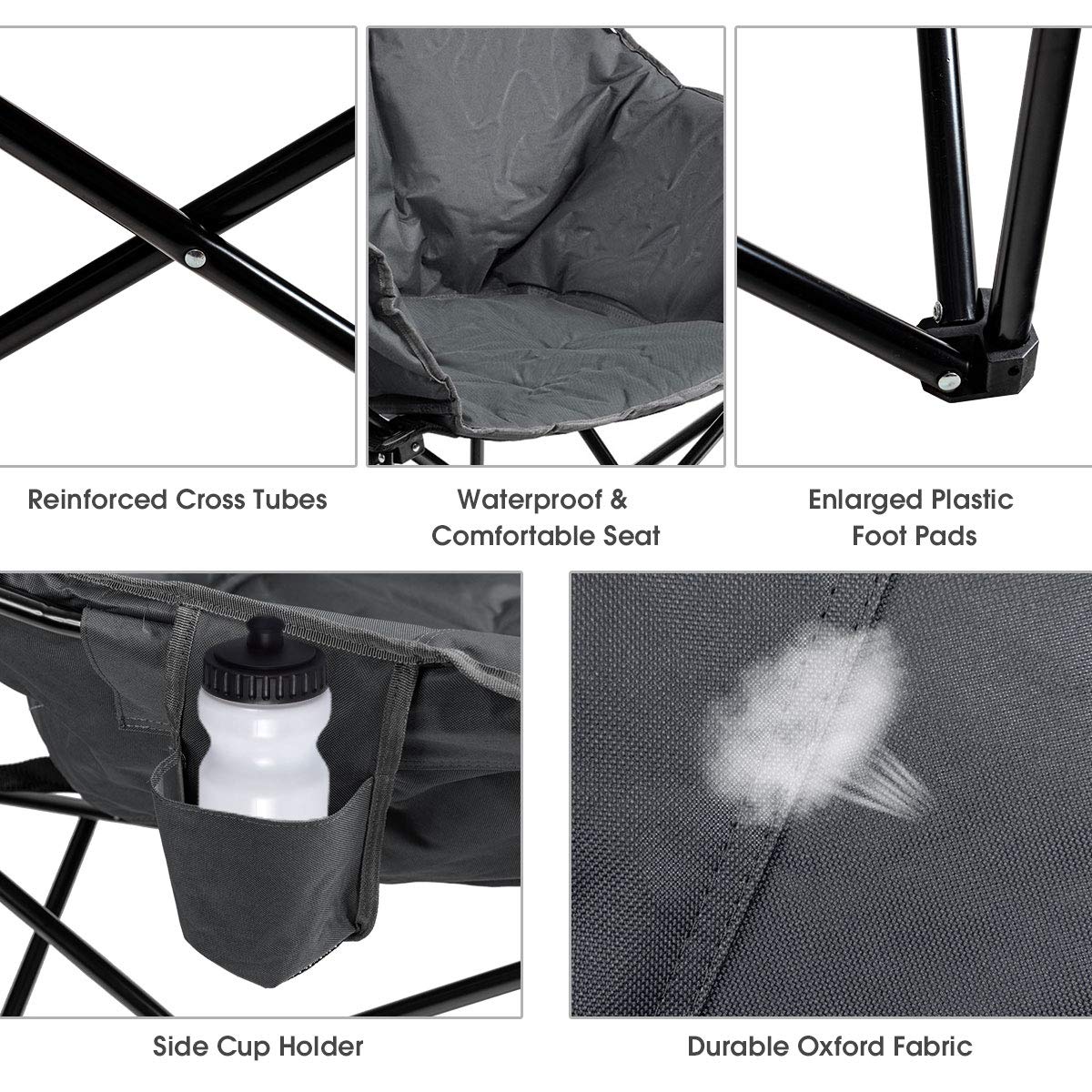 Tangkula Oversized Camping Chair with Cup Holder
