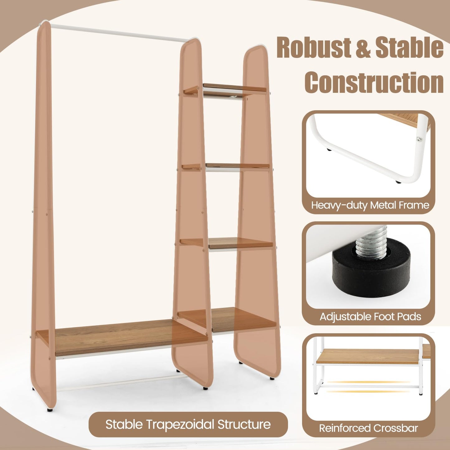 Tangkula Garment Rack with Shelves for Bedroom Entryway
