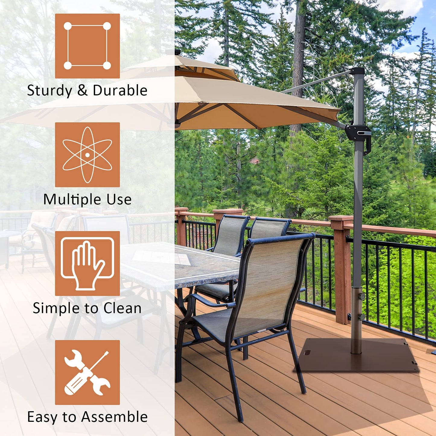 Tangkula 50LBS Patio Umbrella Base with 2 Tightening Knobs & 2 Wheels