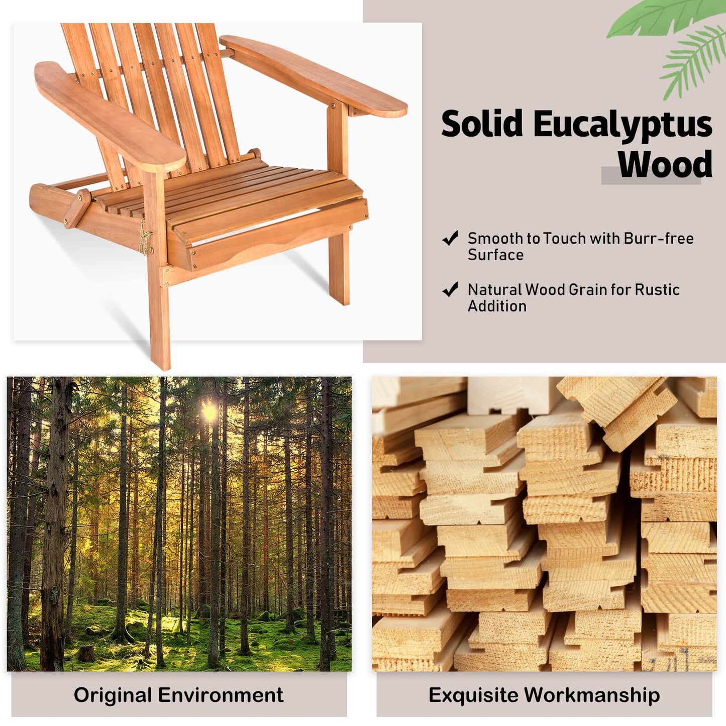 Folding Adirondack Chair - Tangkula