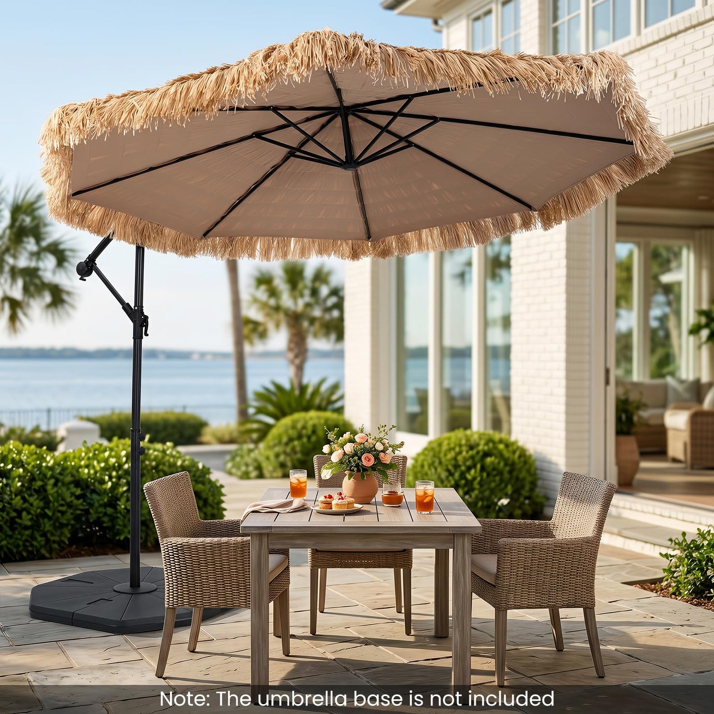 Tangkula 10 FT Tiki Patio Umbrella with Crank Handle