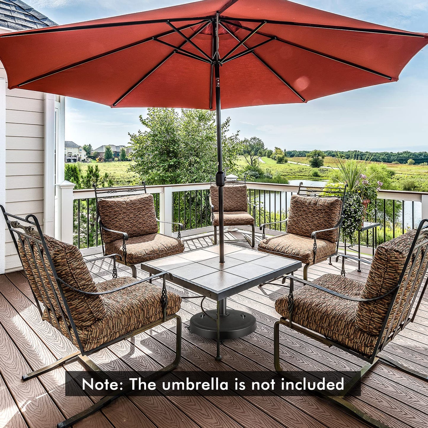 Tangkula 51 lbs Patio Umbrella Base with Wheels, 20.5 Inches Heavy Duty Round Outdoor Umbrella Stand for 10 ft Table Market Offset Umbrella