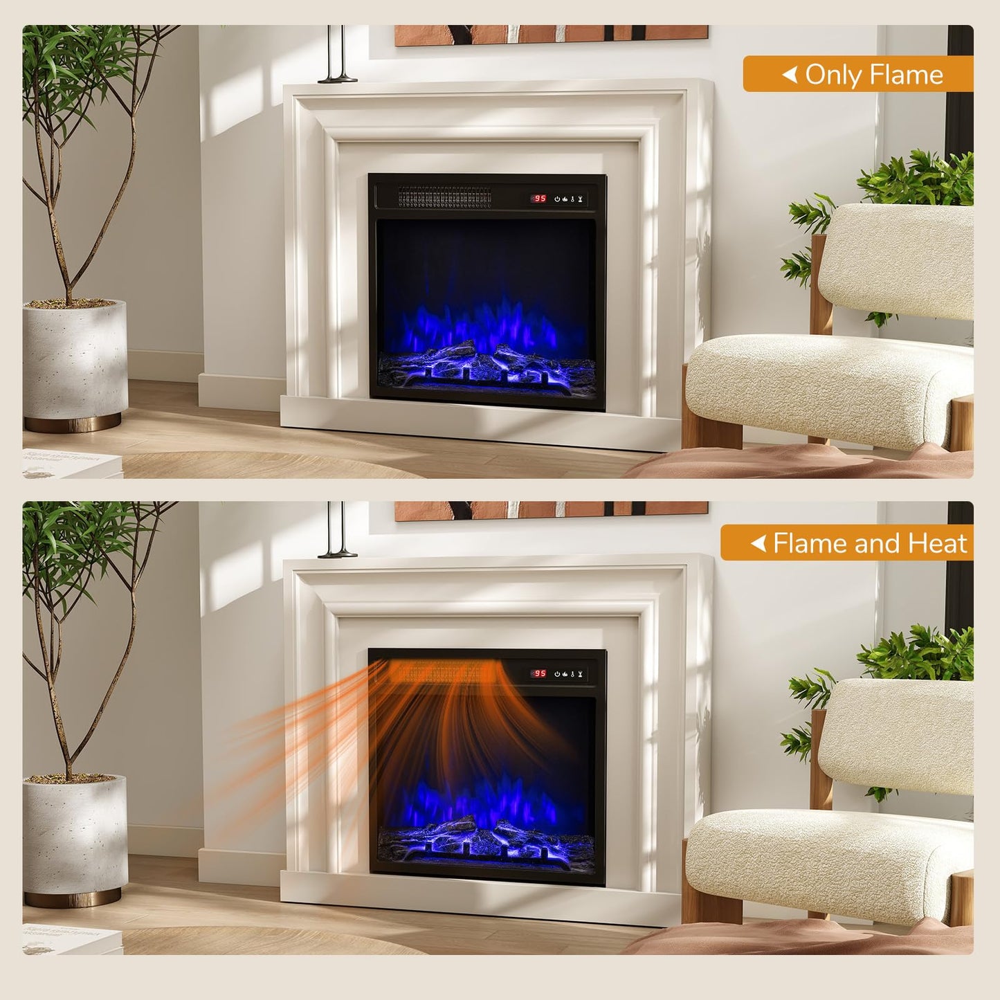 Tangkula 18" Electric Fireplace Insert with Remote Control