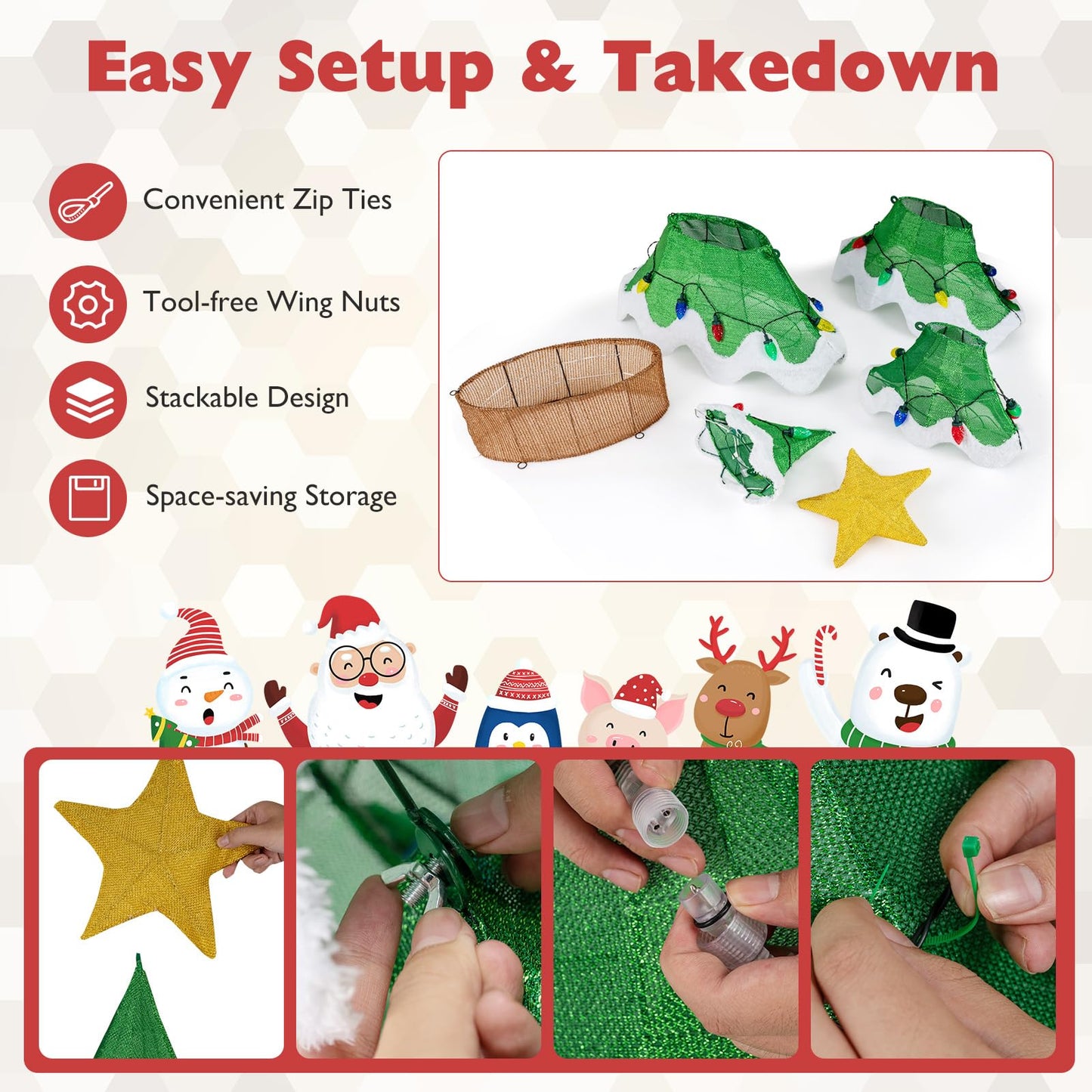 Tangkula 5.2 FT Christmas Lighted Tree with 34 Colorful Strawberry Bulbs