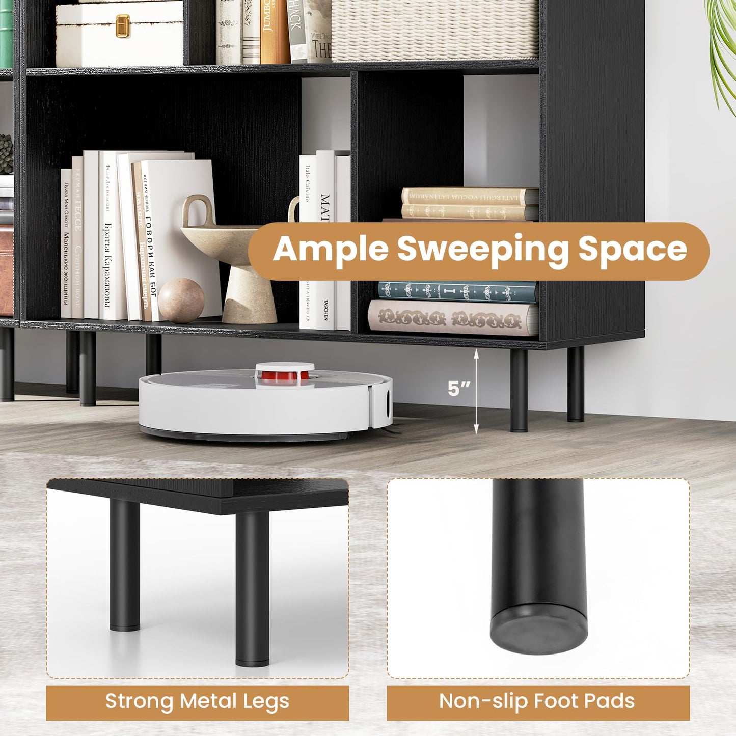 Tangkula 4 Cubby Open Bookcase