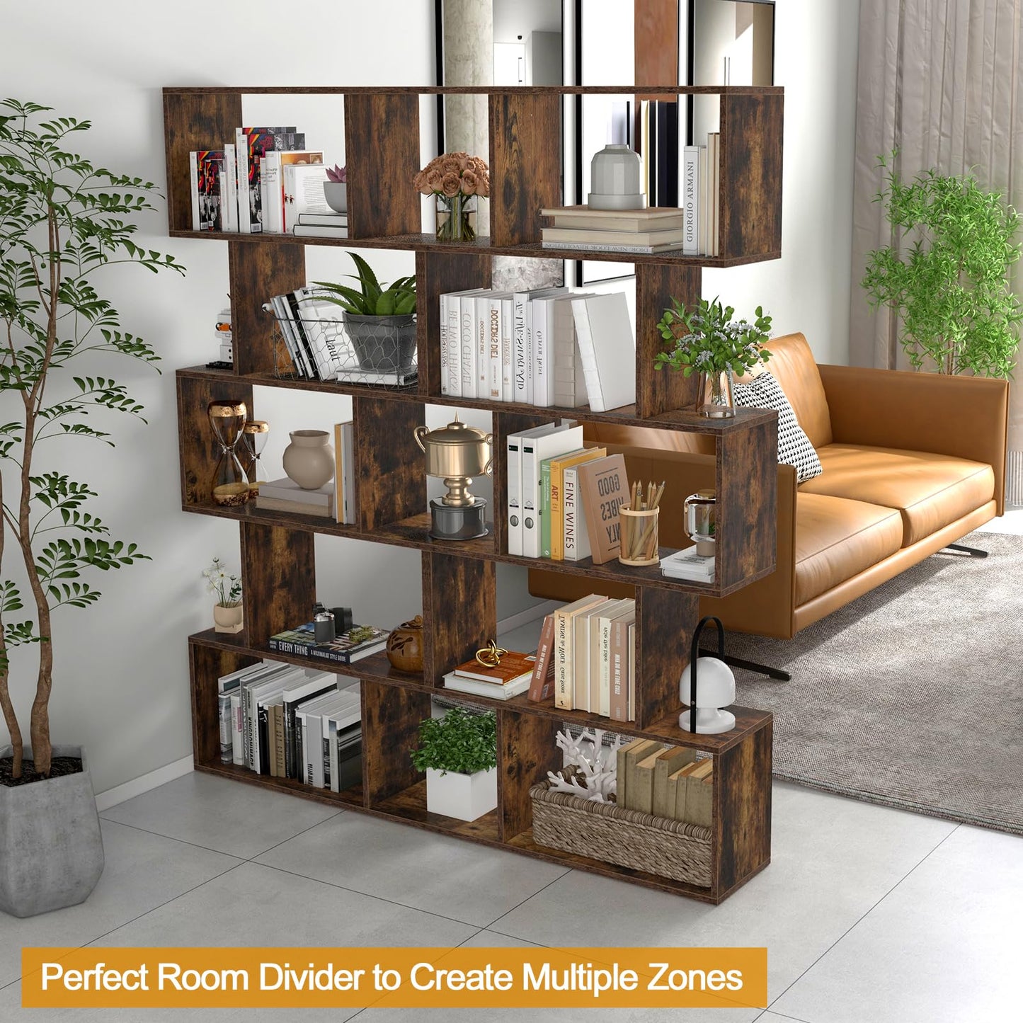 Tangkula 5-Tier Geometric Bookshelf