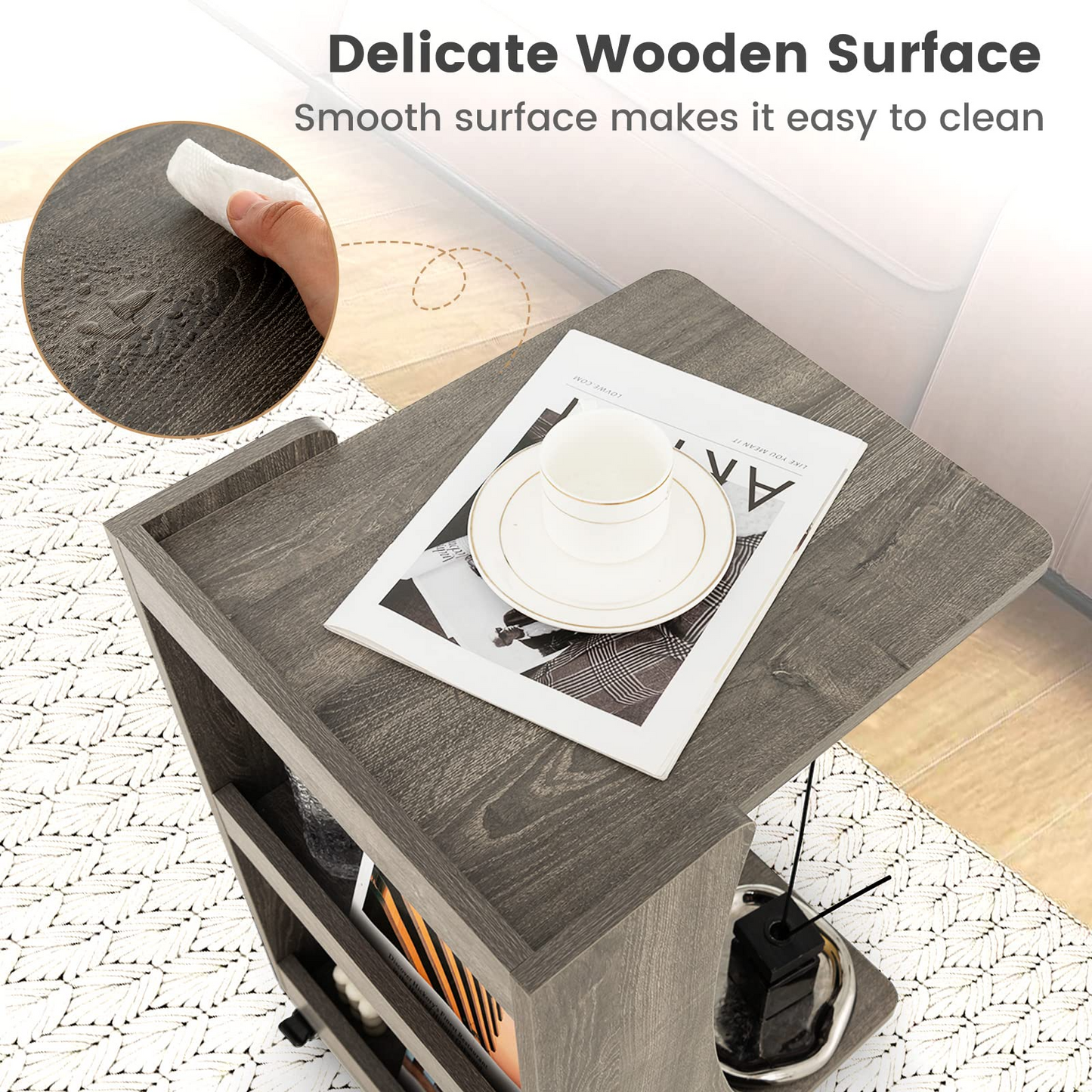Tangkula C-Shaped End Table