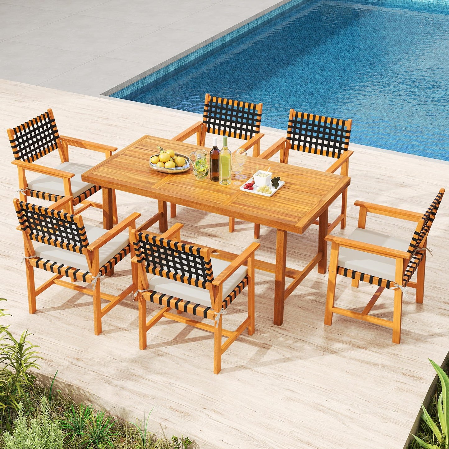 Tangkula Solid Acacia Wood Patio Chair Set of 2/4