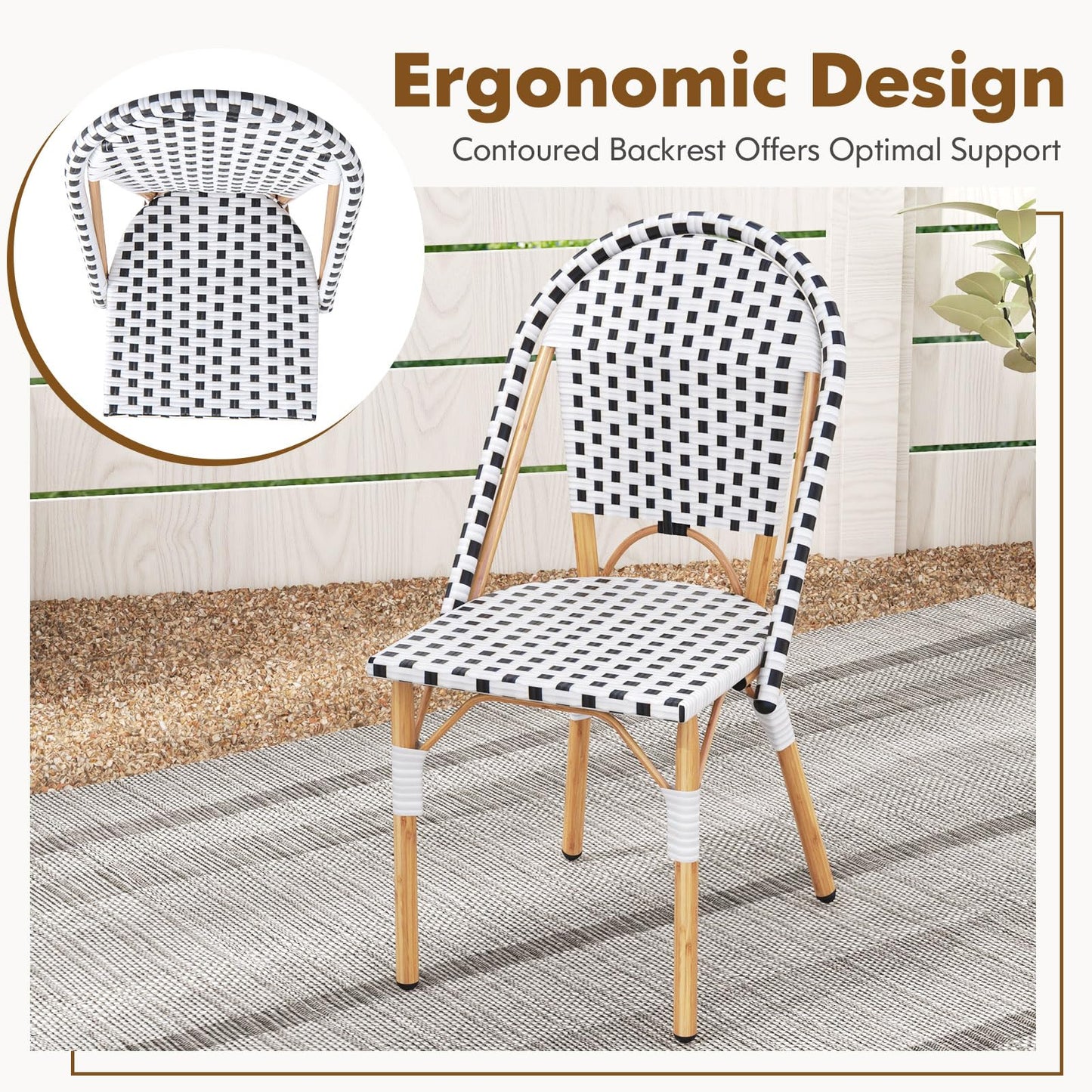 Tangkula French Bistro Chair Set of 2/4