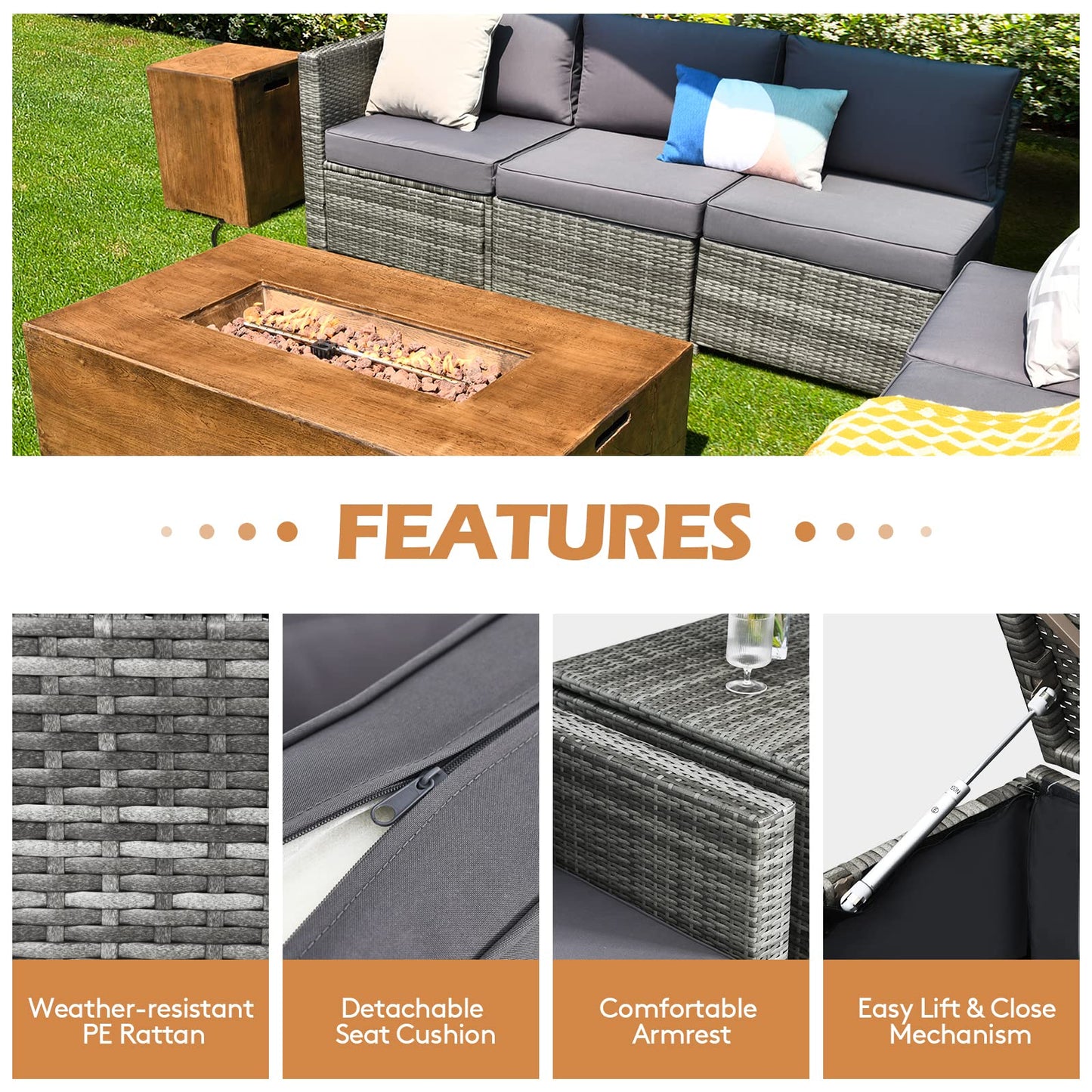 10 Pieces Patio Rattan Conversation Set, Patiojoy Outdoor Wicker Furniture Set