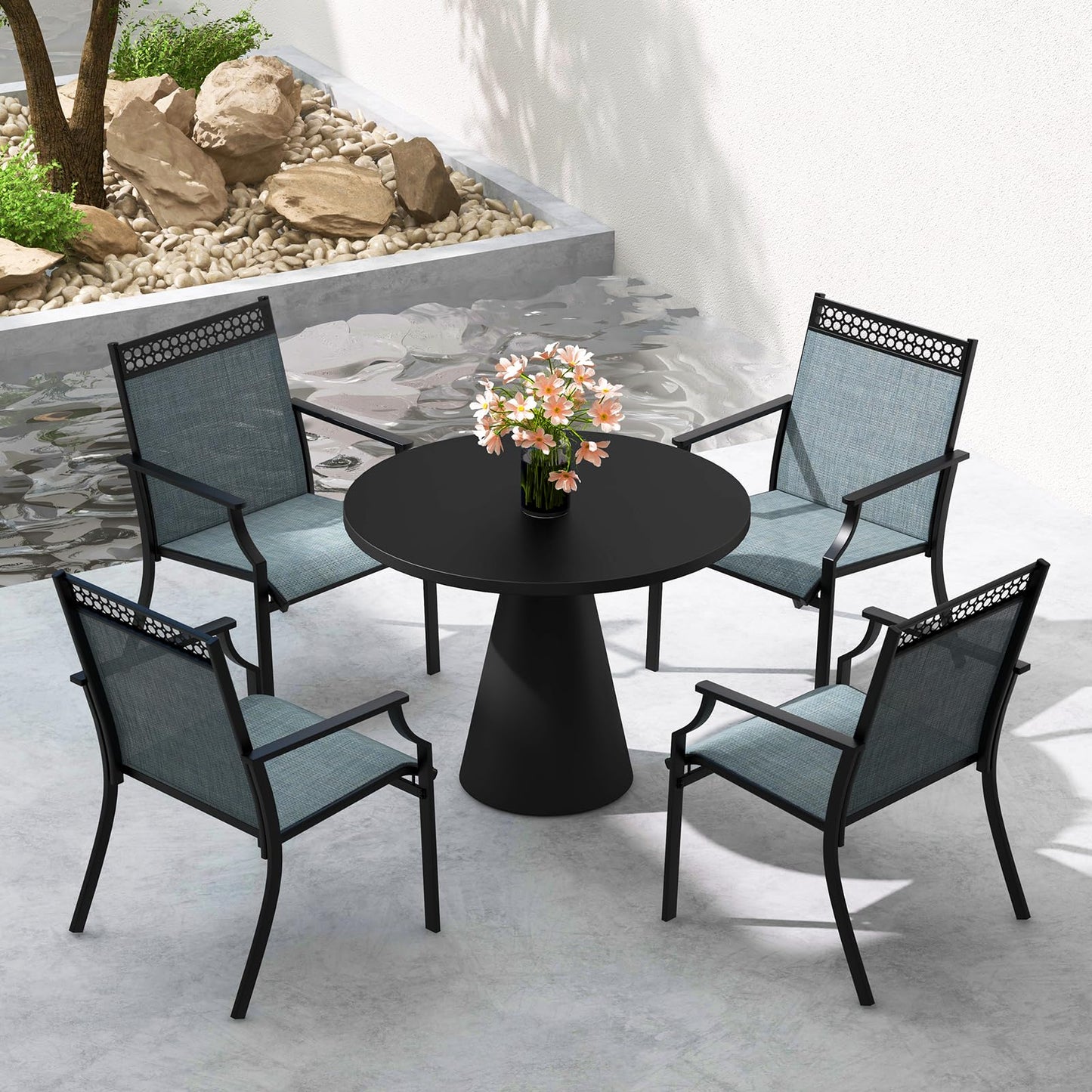 Tangkula Patio Dining Chairs Set of 2/4, All Weather Outdoor Chairs with High Back, Armrests