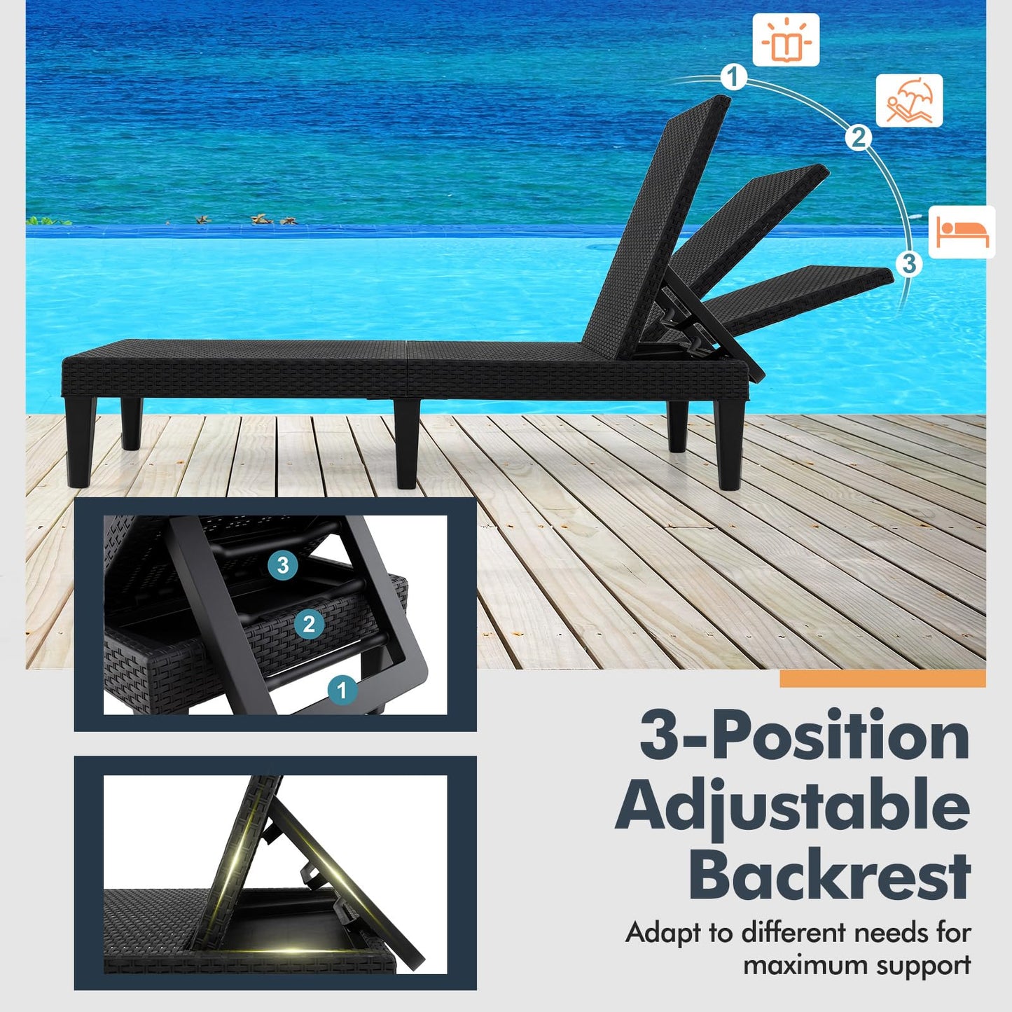 Tangkula Patio Lounge Chair with Cushion
