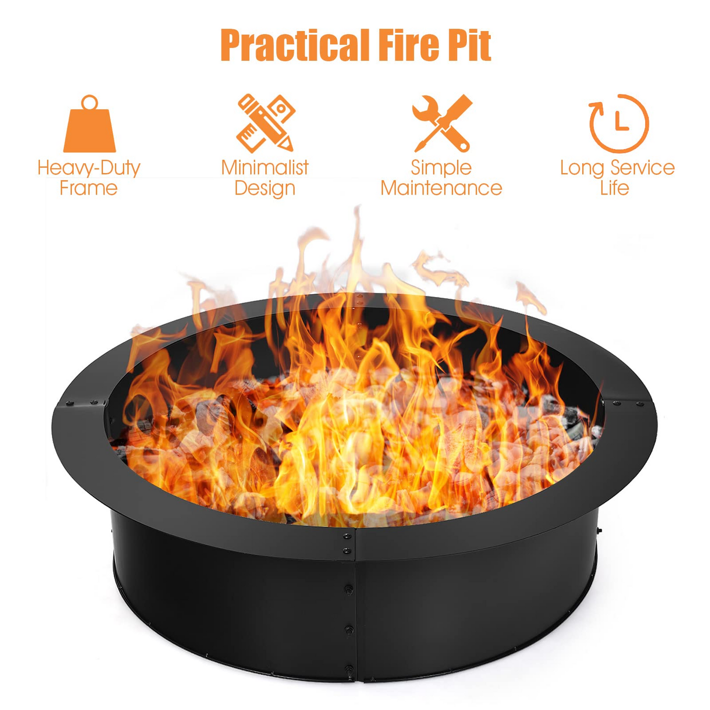 Tangkula Fire Pit Ring, 36-Inch Outer