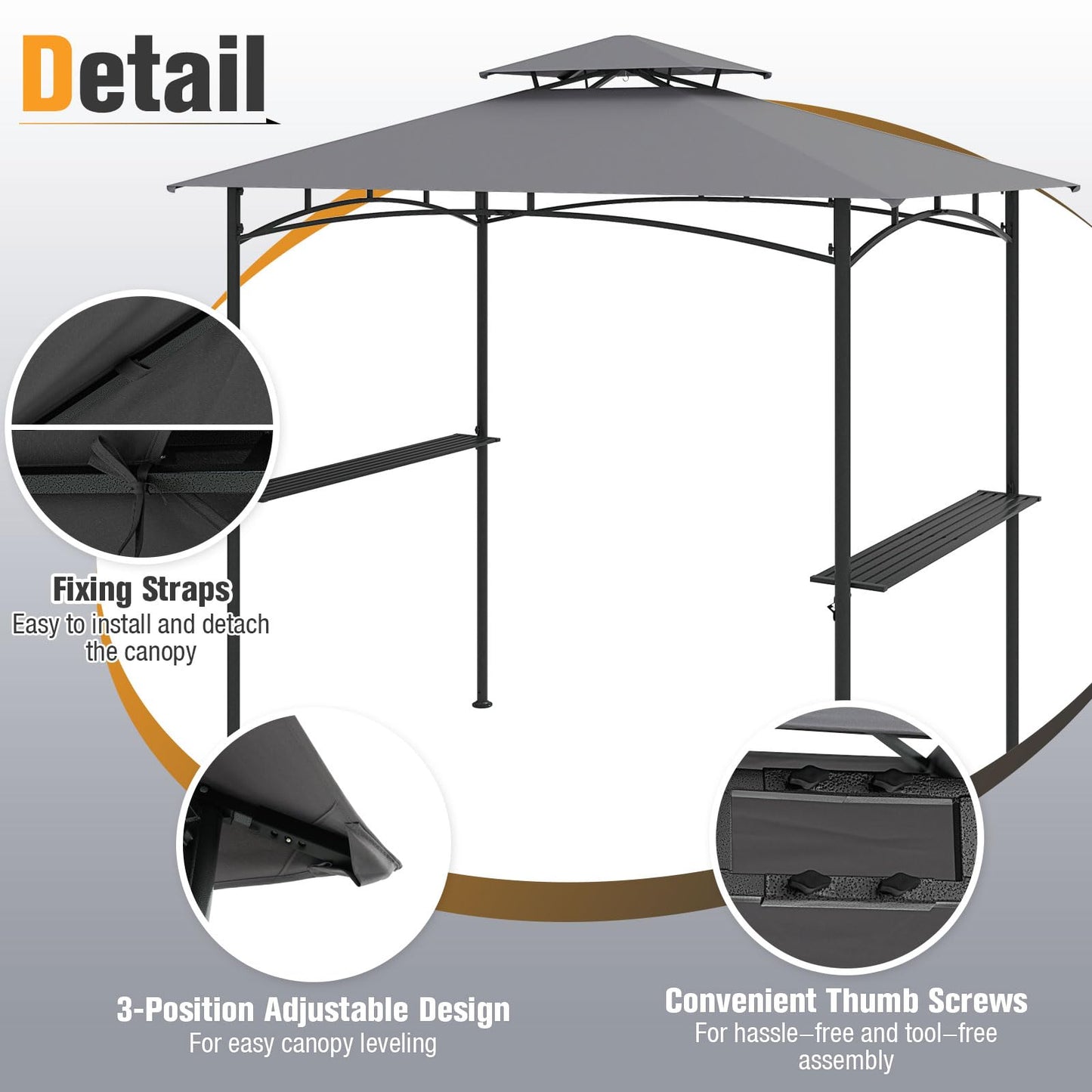 Tangkula 2 Tier Barbecue Gazebo with 2 Shelves