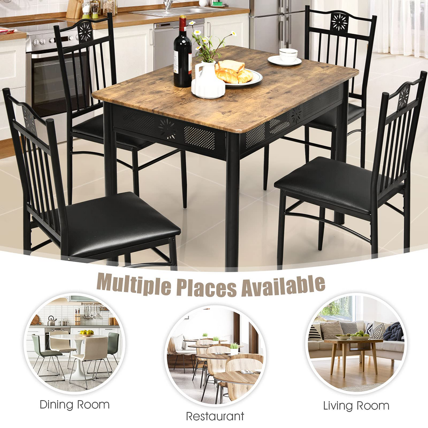 Tangkula 5 Pieces Dining Table and Chairs Set