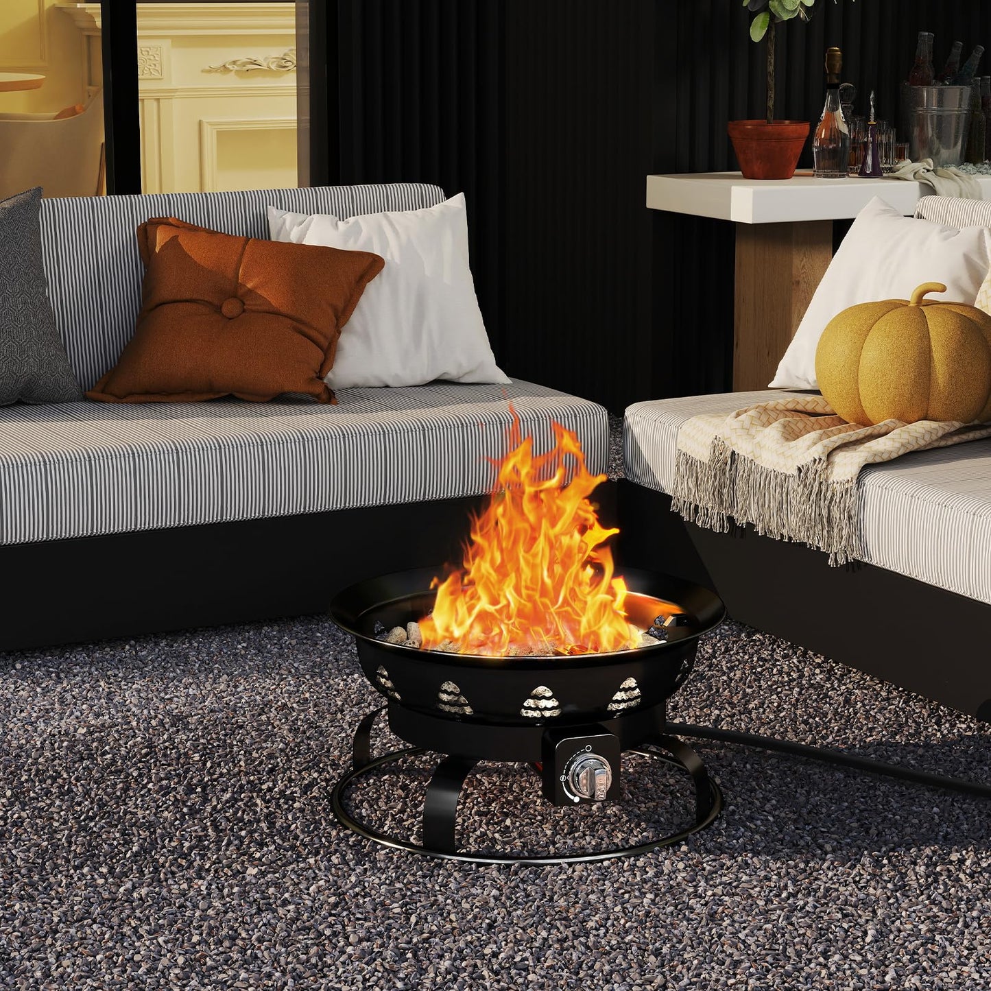 Tangkula 21 Inch Diameter Patio Portable Fire Bowl with Cover
