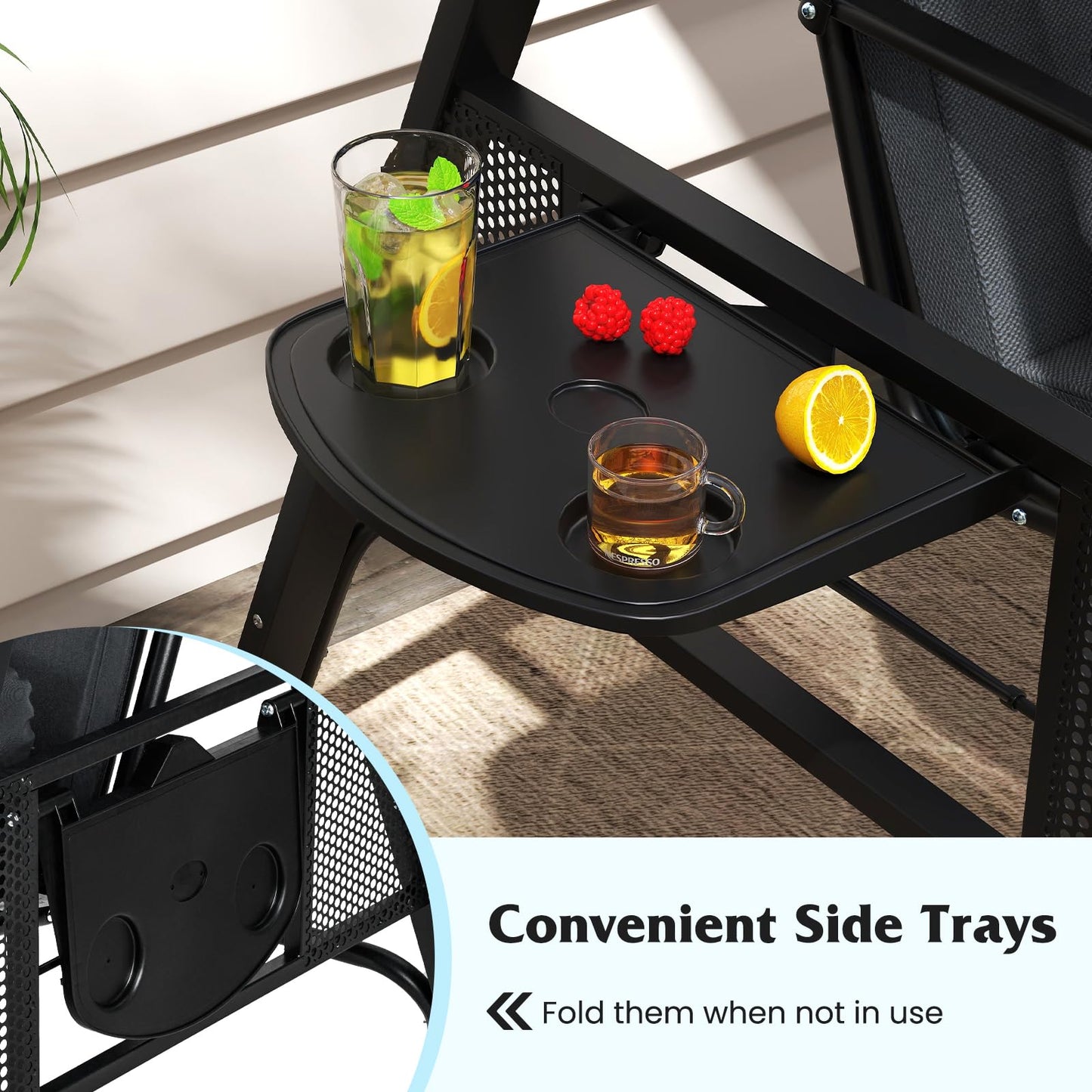 Tangkula 3 Person Porch Swing Outdoor Swing with Adjustable Canopy