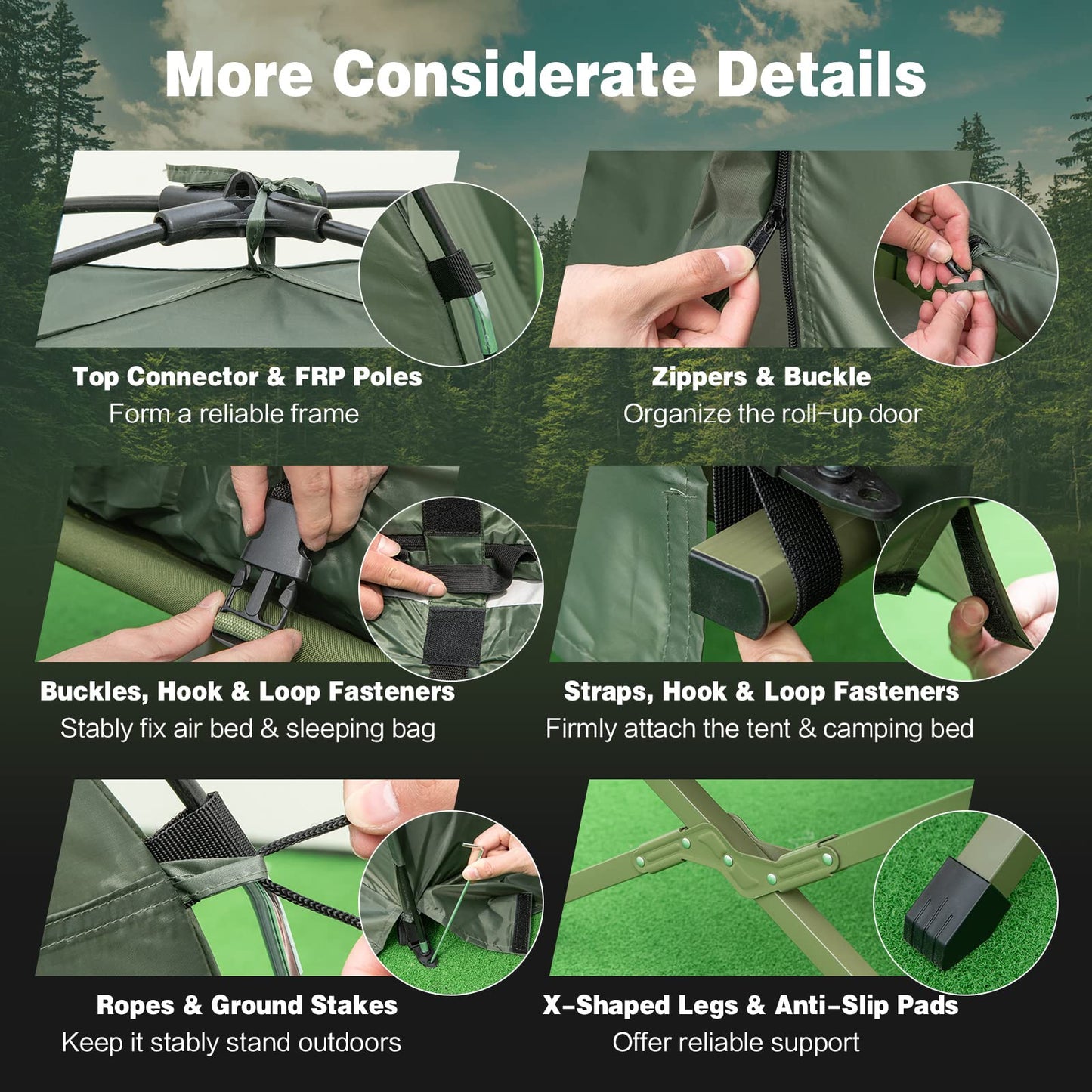Tangkula 1-Person Tent Cot, Foldable Camping Tent with Air Mattress