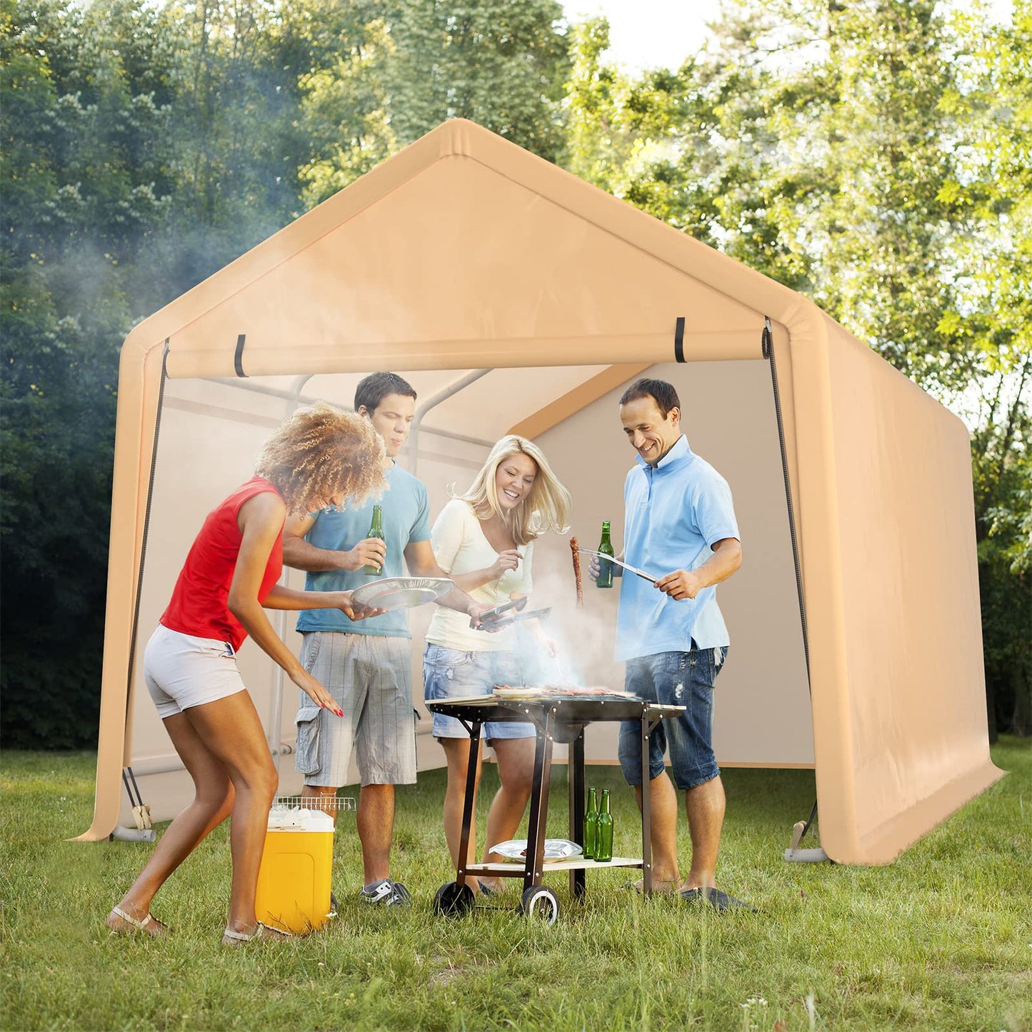 Tangkula 9x17 Ft Heavy Duty Carport with Reinforced Triangular Beams