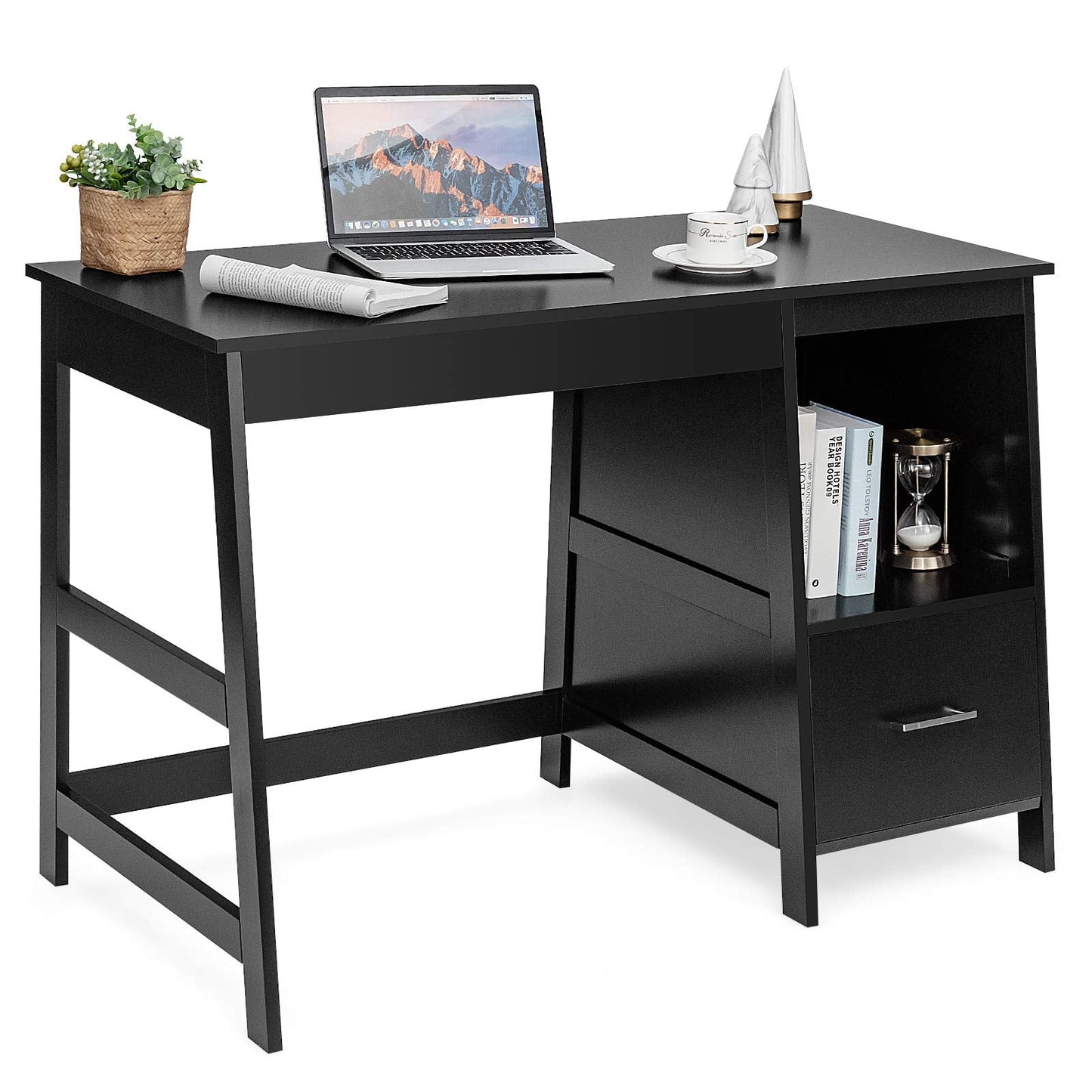 47.5" Computer Desk with 2 Storage Drawers, Small Computer Table Study Writing Desk