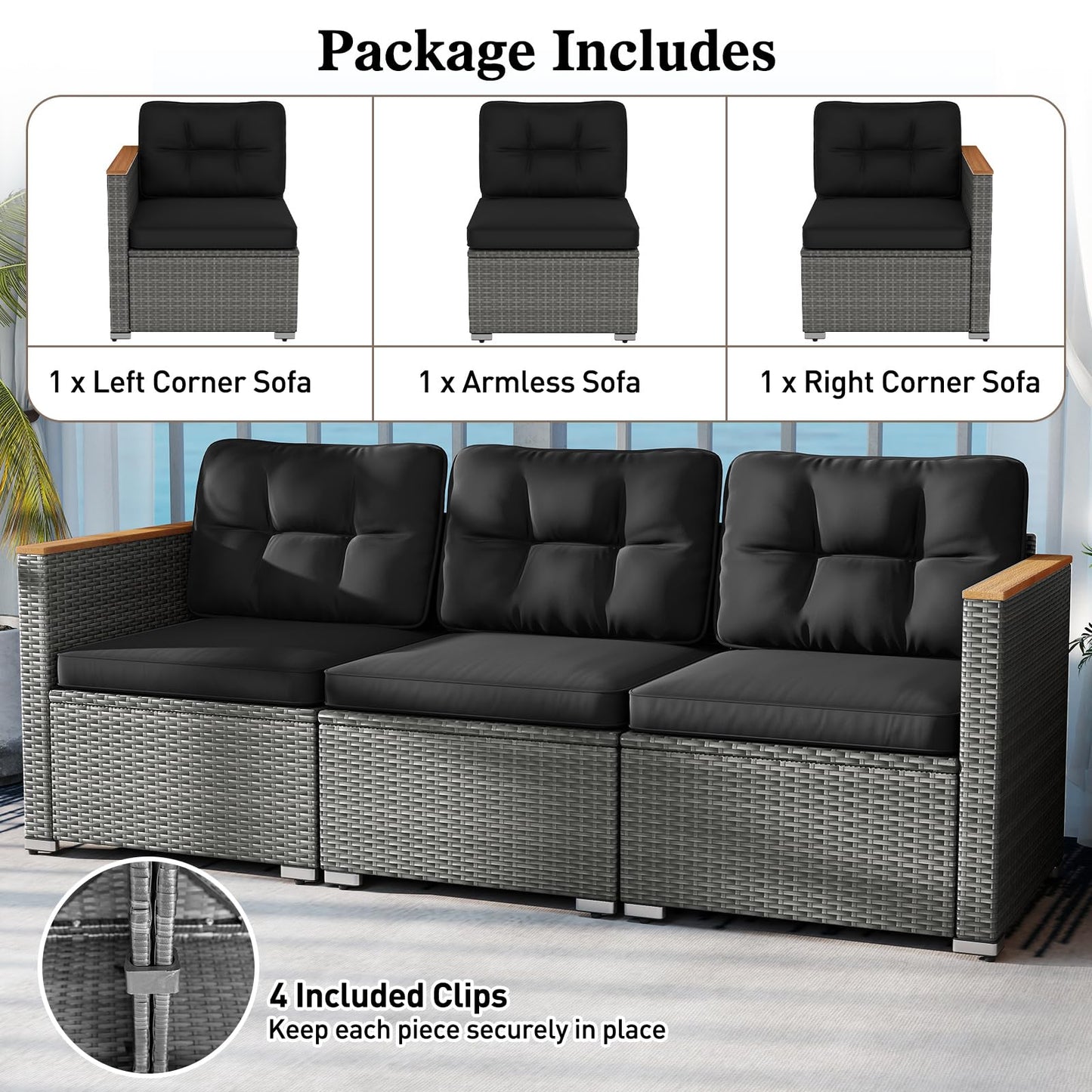 Tangkula 3-Seat Patio Couch Sofa