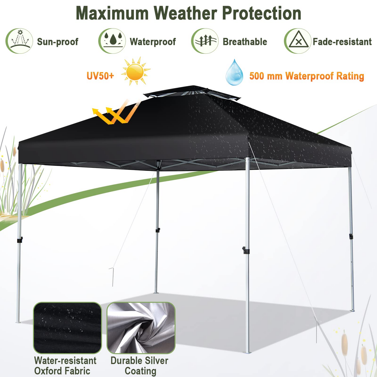 Tangkula 10x10 Ft Pop Up Canopy, Easy Set-up Outdoor Canopy with Center Lock