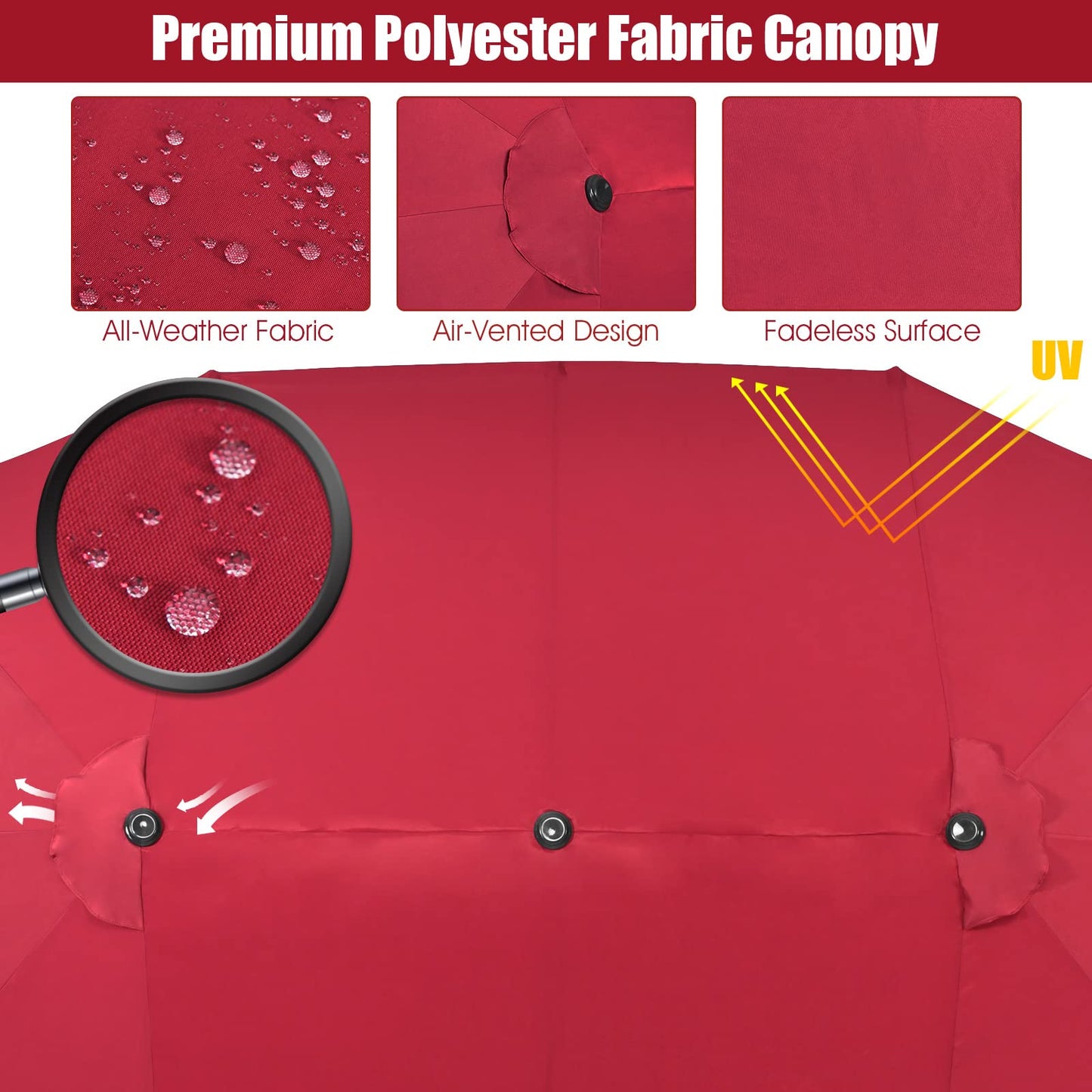 Tangkula 15Ft Double-Sided Patio Umbrella