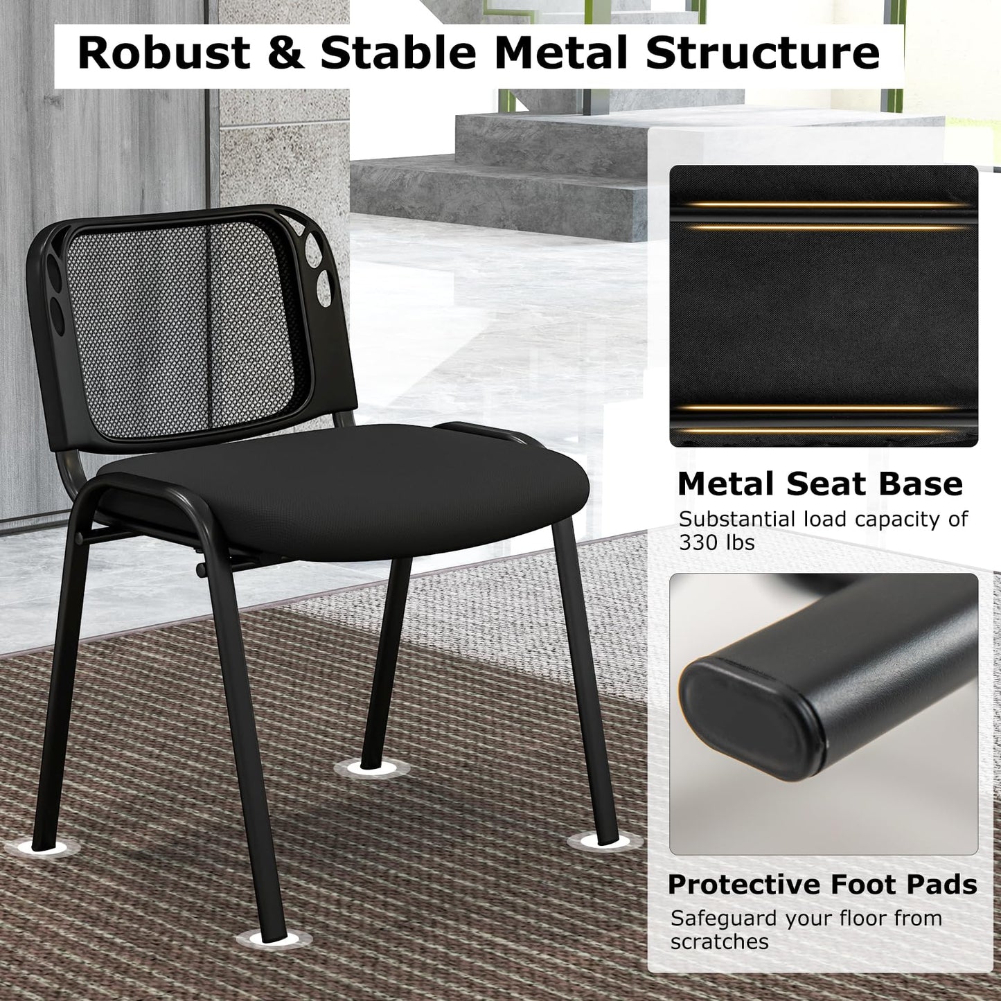Tangkula Set of 5/10/15 Conference Chairs with Upholstered Seat