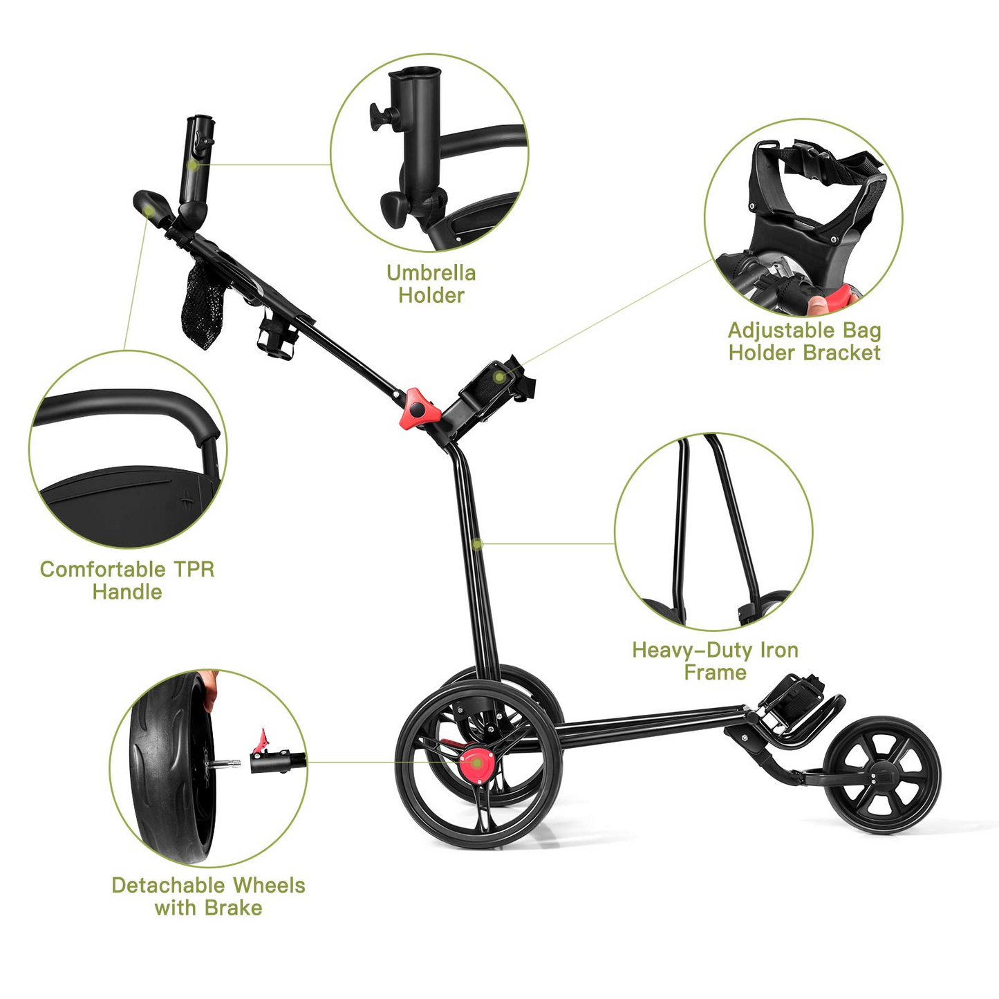 Lightweight Collapsible Golf Pull Cart - Tangkula