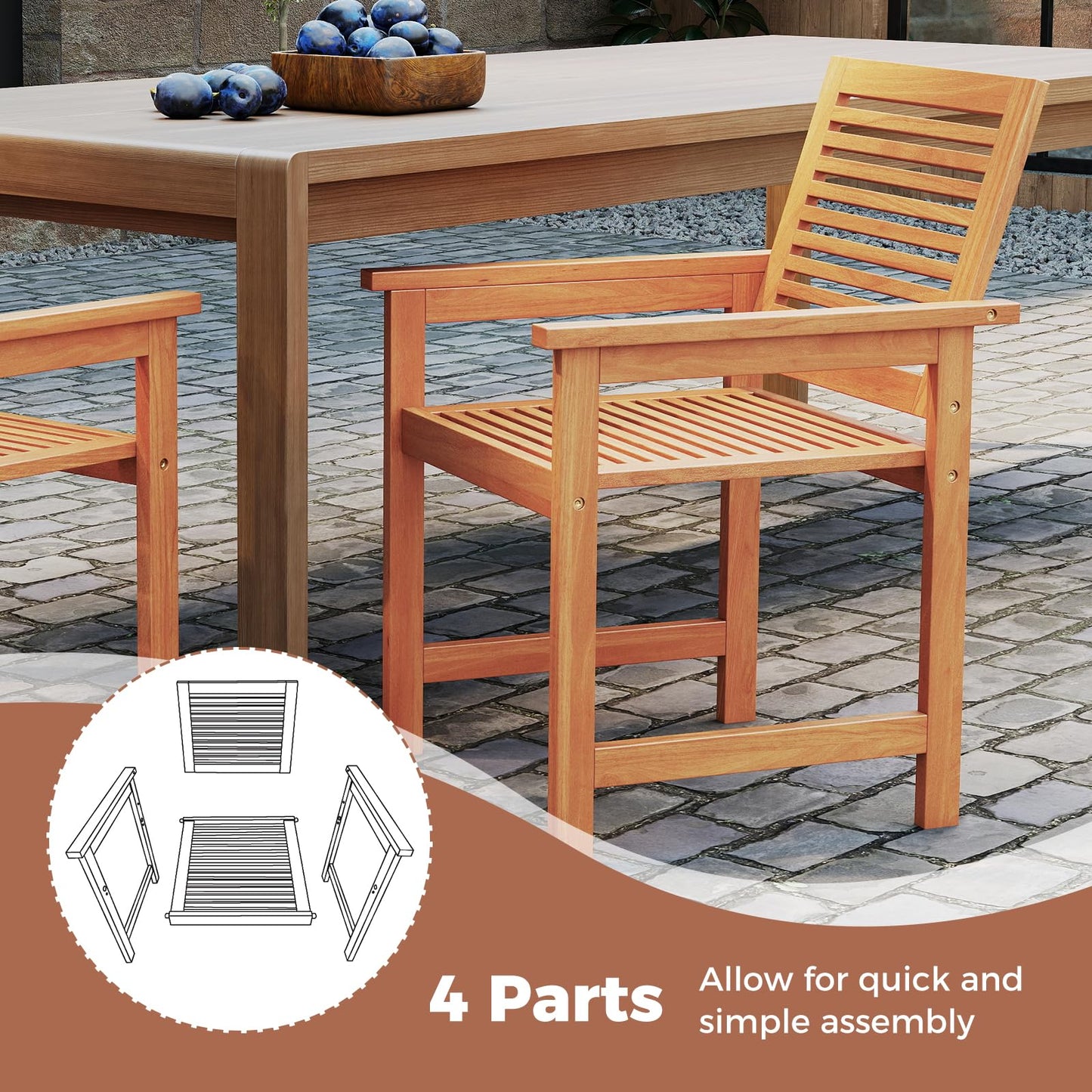 Tangkula 7 Piece Patio Wood Dining Table Set