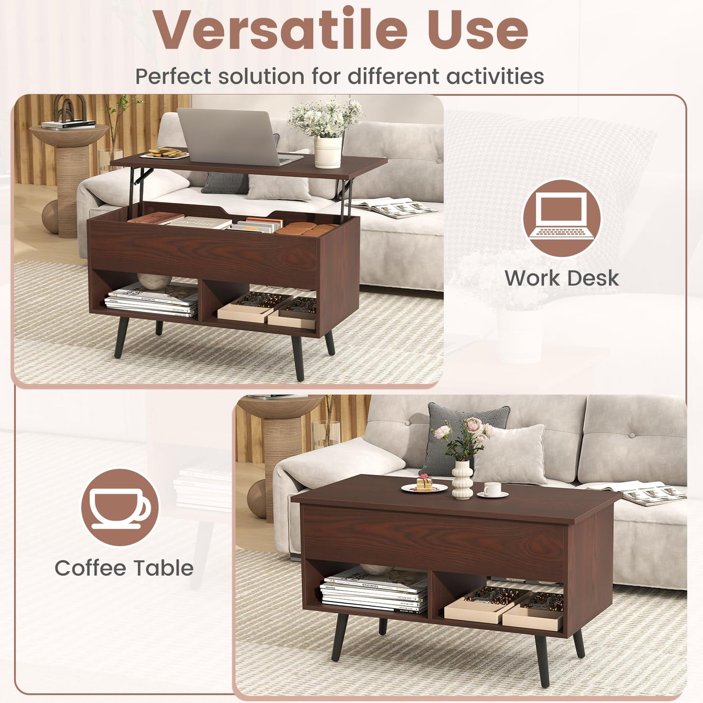 Tangkula Lift Top Coffee Table for Living Room