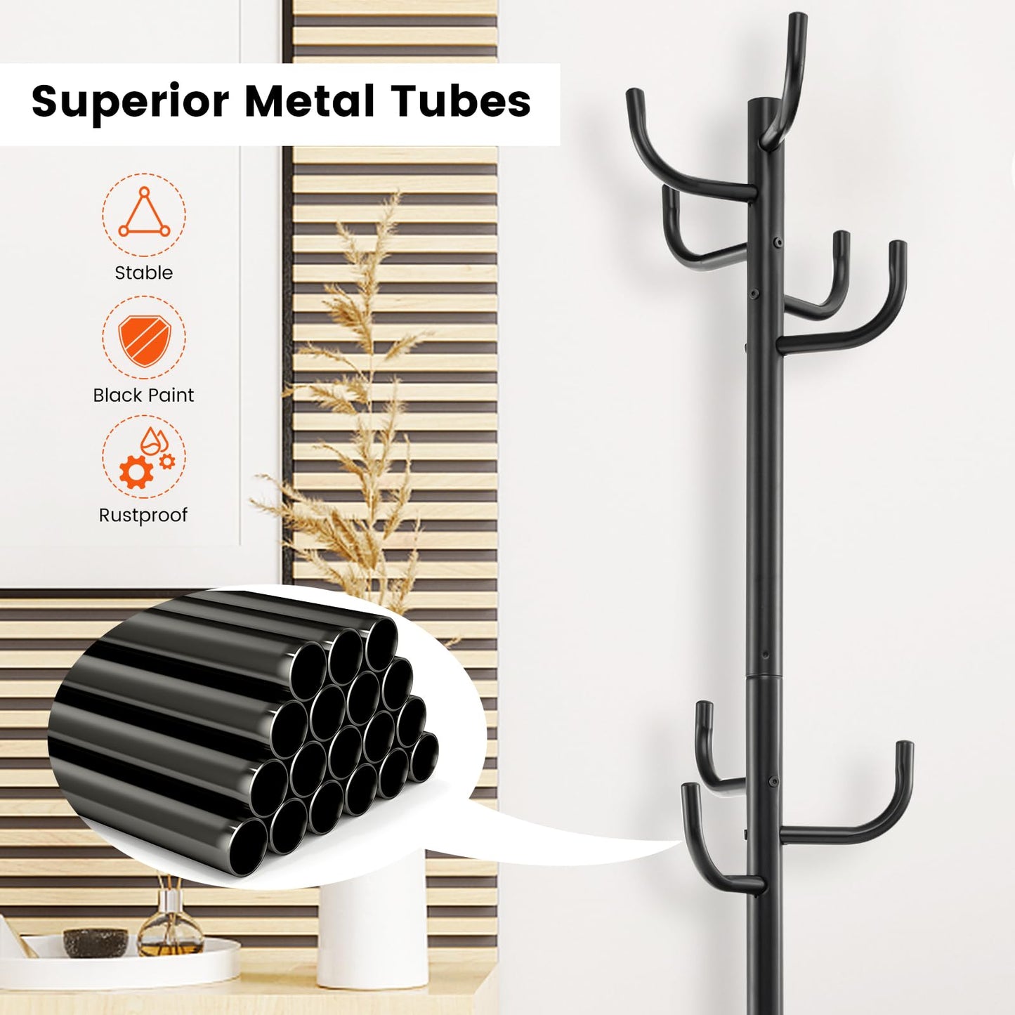 Tangkula Coat Rack Freestanding Heavy Duty Metal Coat Tree