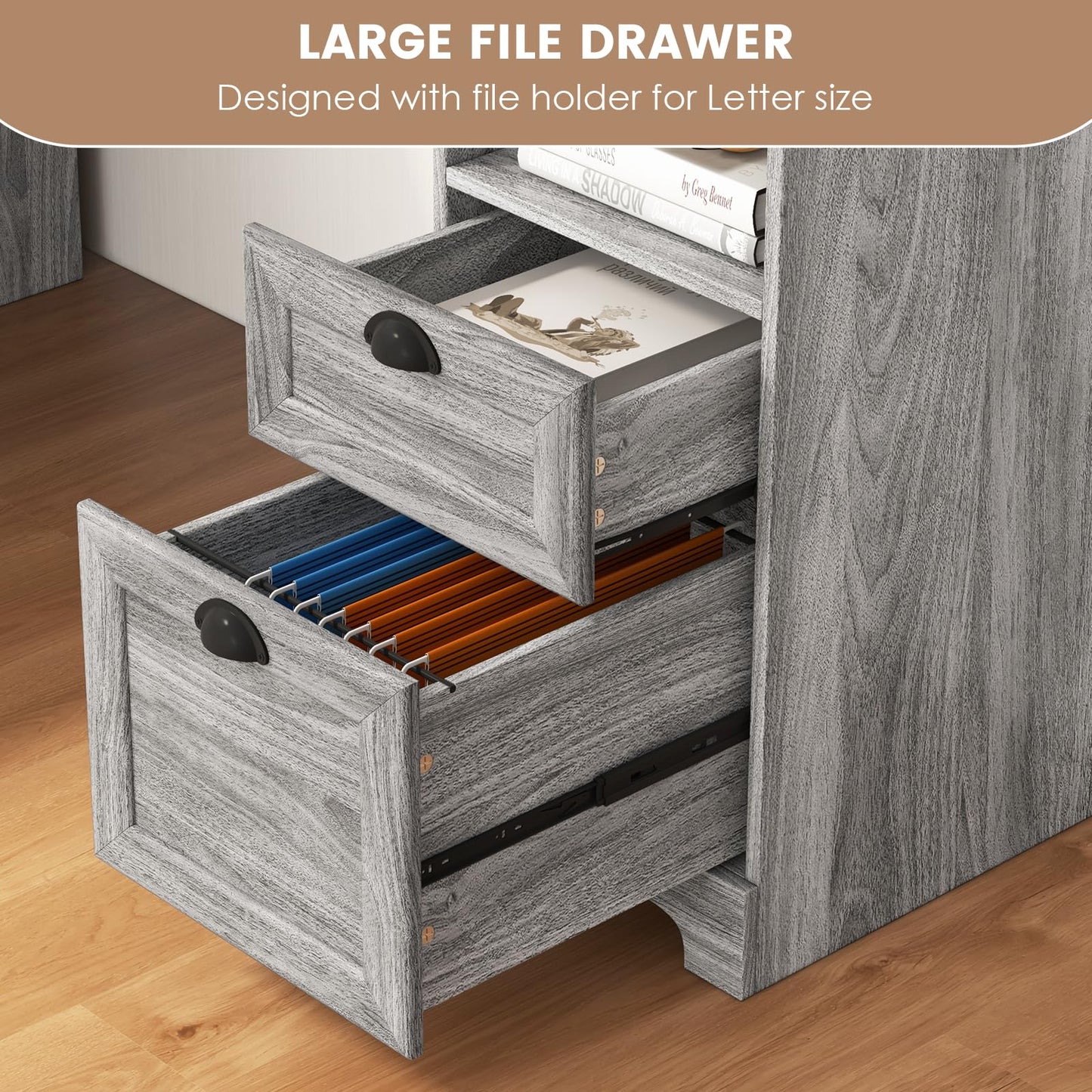 Tangkula L Shaped Desk with Drawers and Storage Shelf