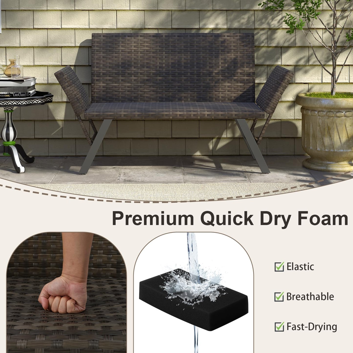 Tangkula Patio Convertible Sofa for 2
