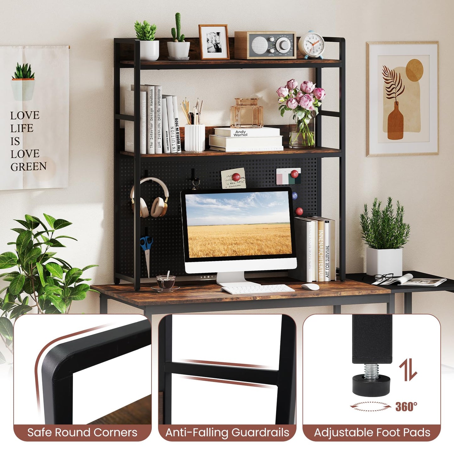 Tangkula Desktop Bookshelf, Multipurpose 2-Tier Desk