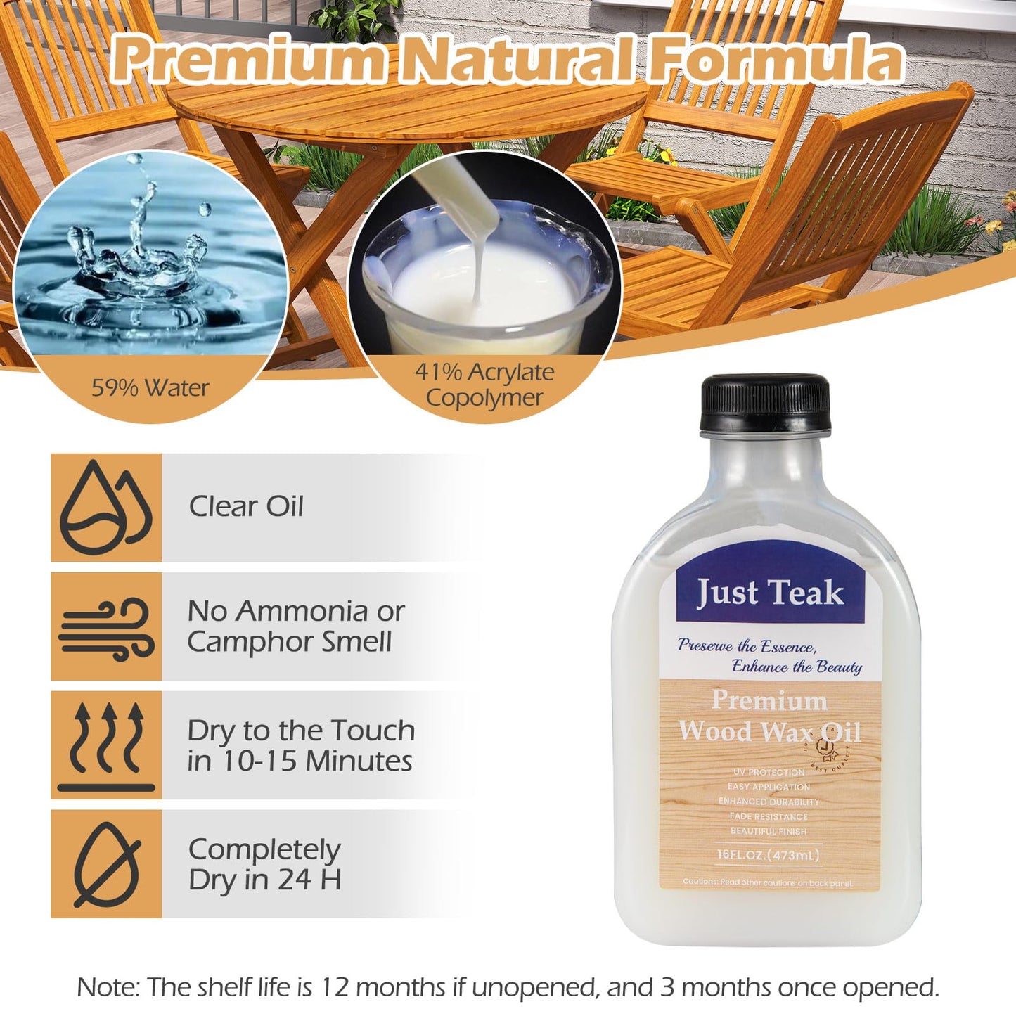 Tangkula Wood Wax Oil Set Teak Oil Cleaner and Brightener for Outdoor & Indoor Furniture