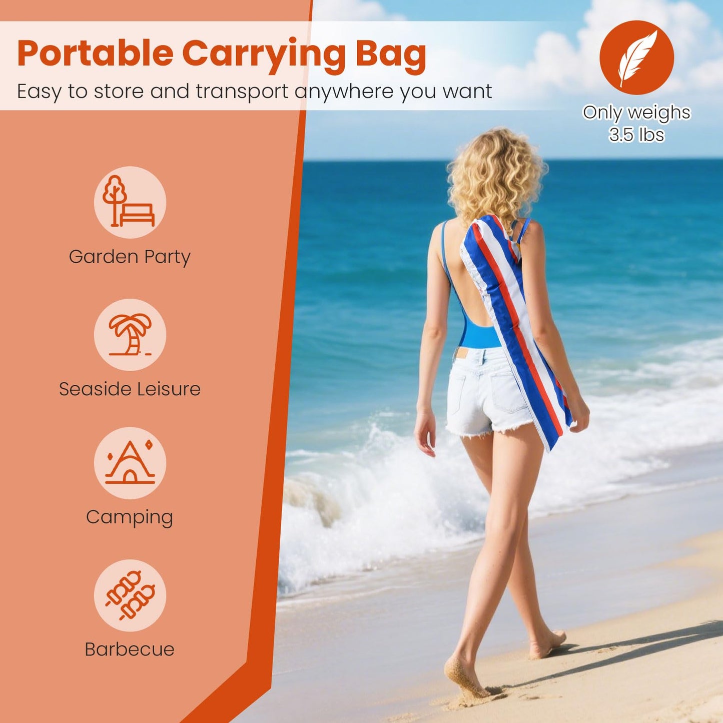 Tangkula 6.5 FT Beach Umbrella for Sand with Tilt Adjustment