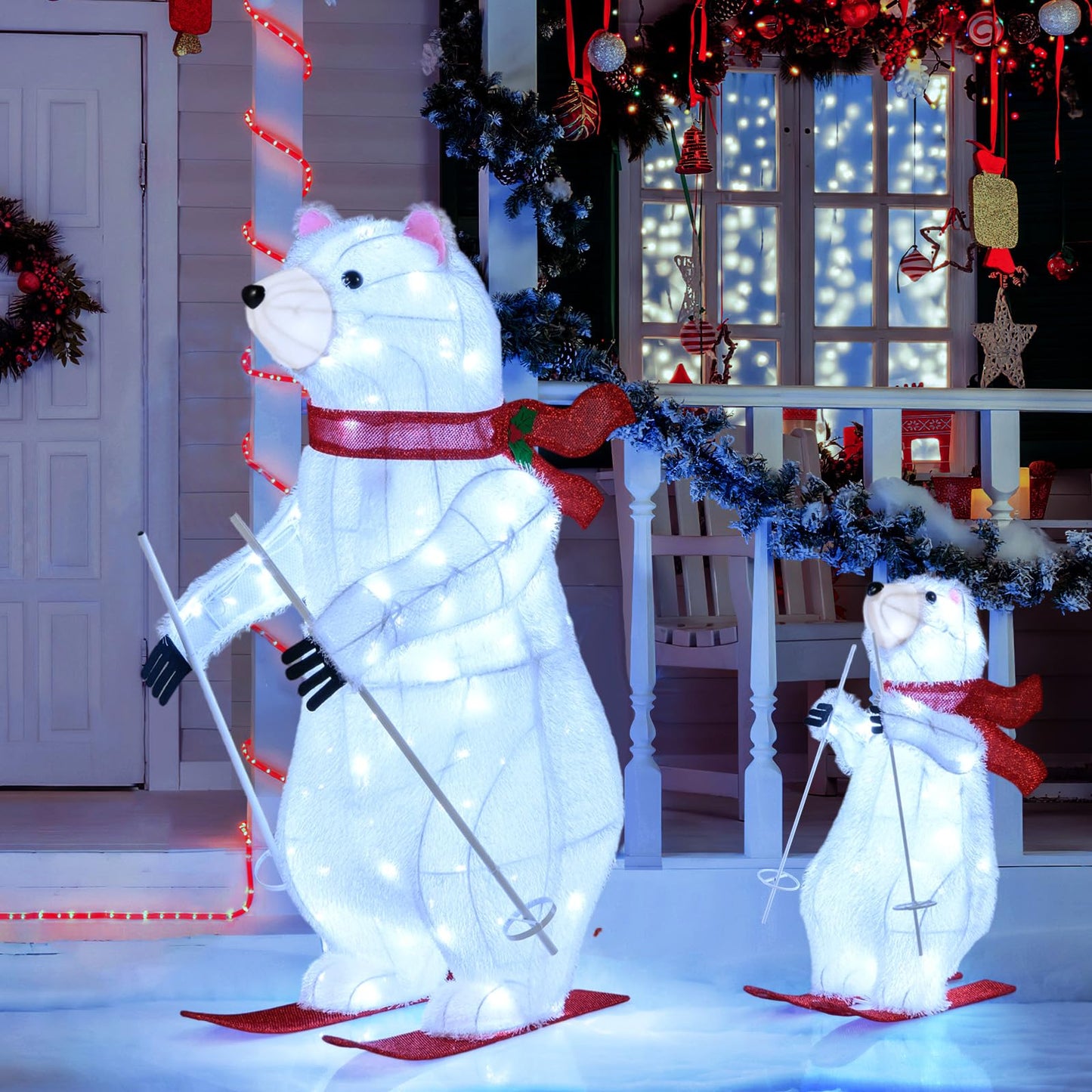 Tangkula 2-Piece Lighted Polar Bear Christmas Decorations