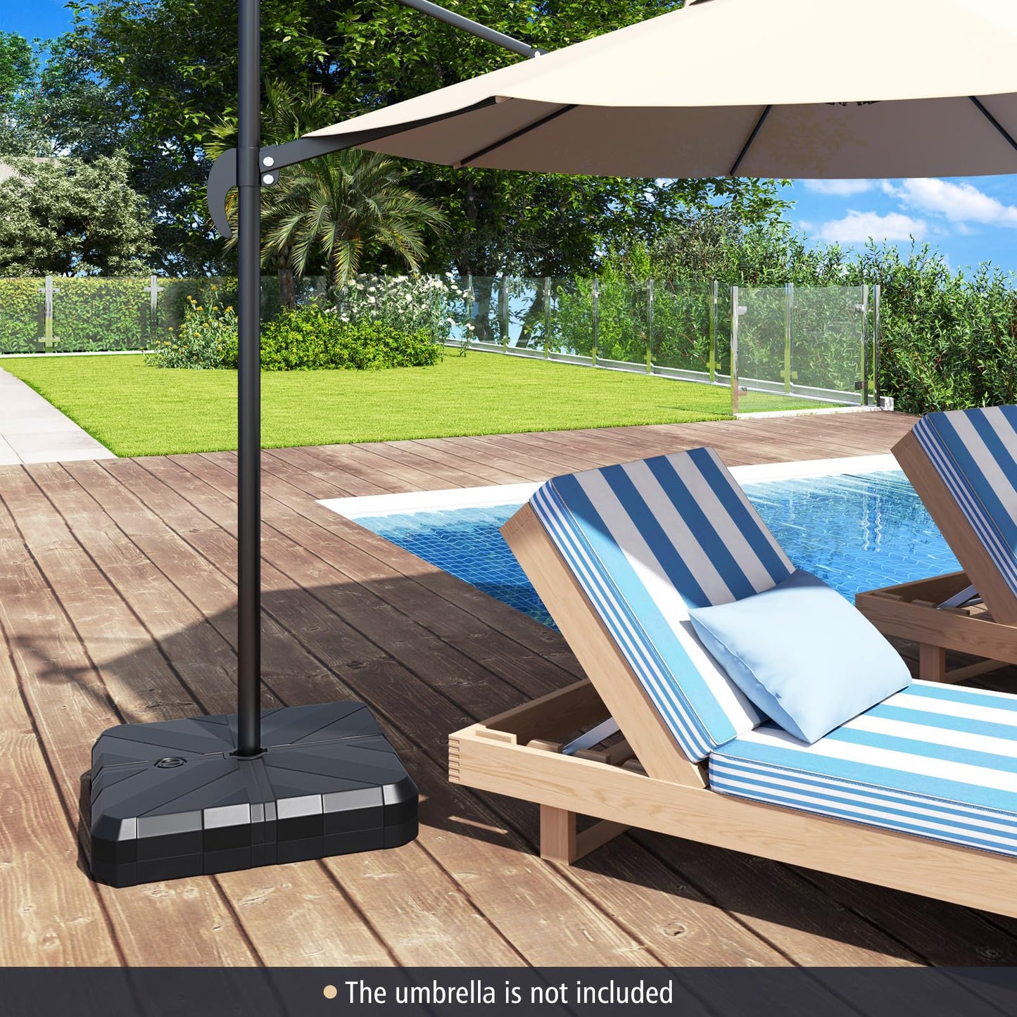 Tangkula Cantilever Umbrella Base Heavy Duty Fillable Weighted Offset Umbrella Stand