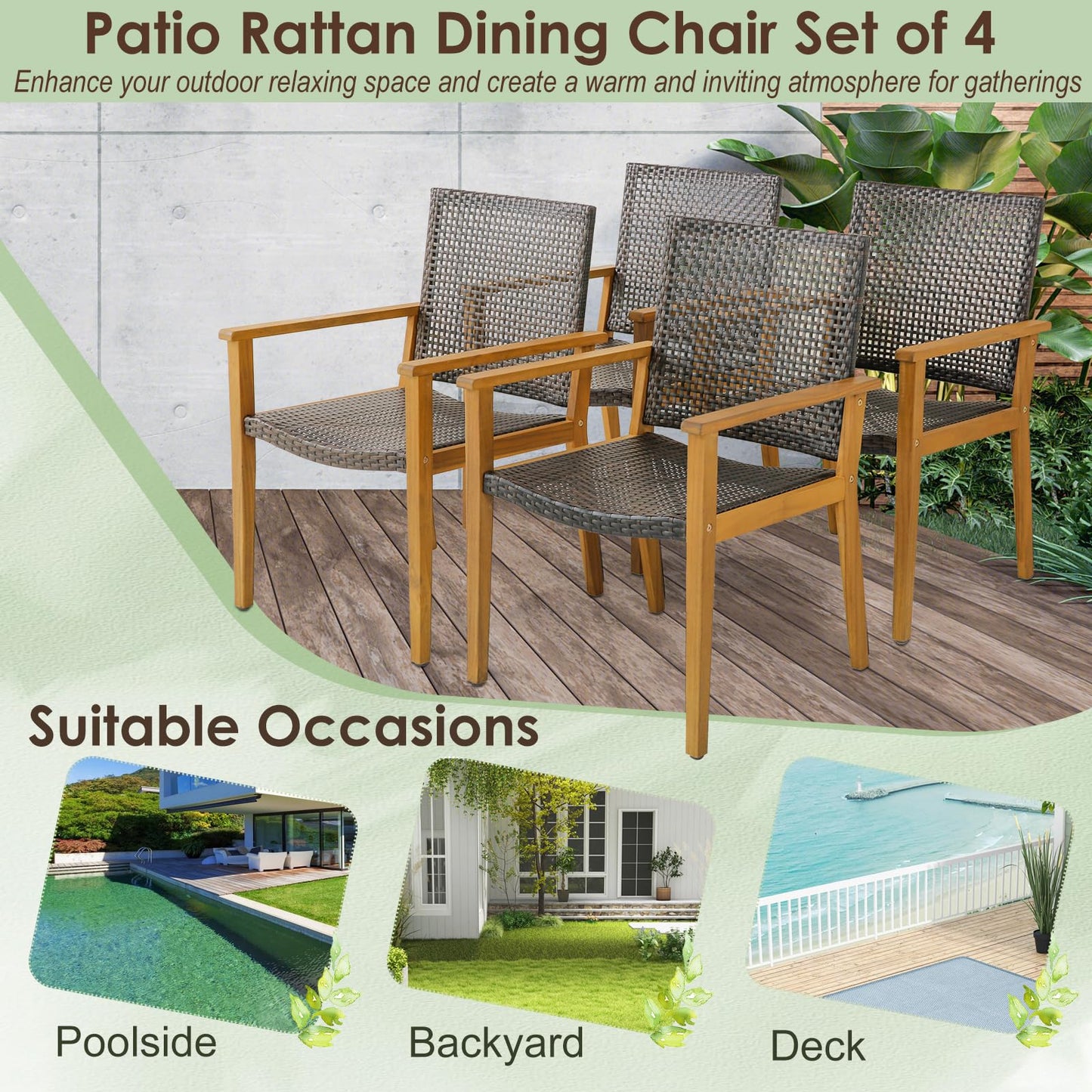 Tangkula 9 Pieces Patio Table and Chairs Set for 8 for Deck Backyard Poolside