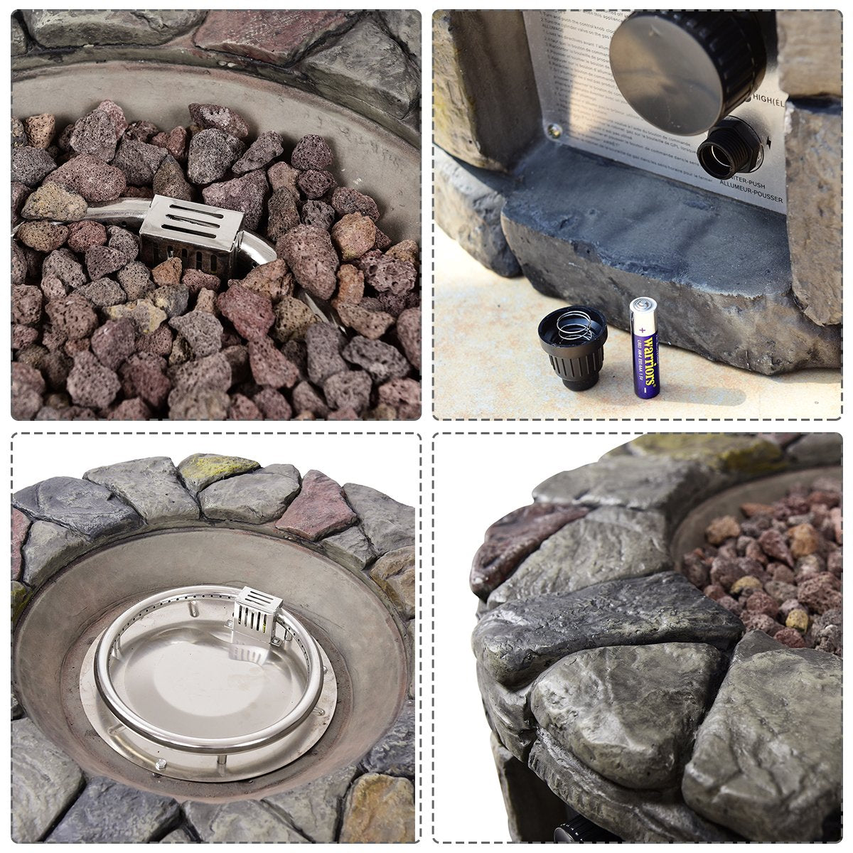 7 Piece Patio Furniture Set with 40,000BTU Propane Fire Pit Table - Tangkula
