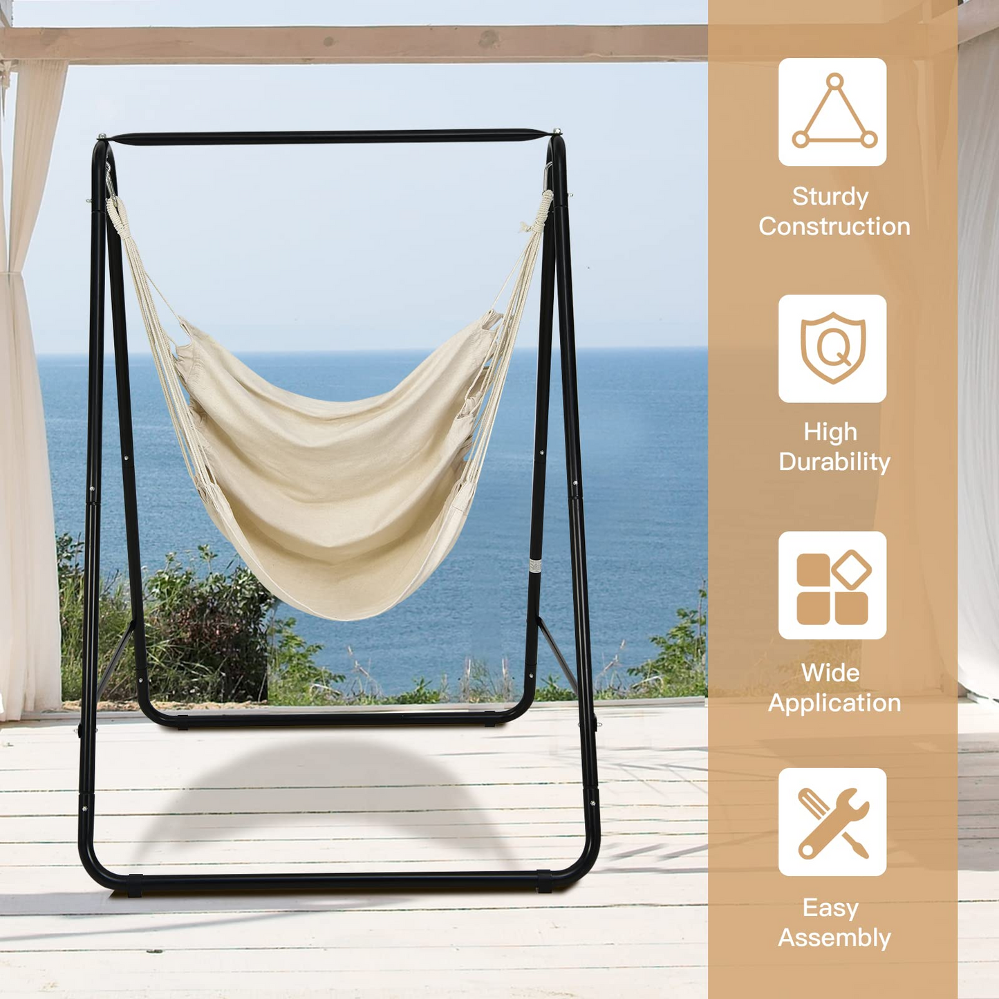 Tangkula Hammock with Stand Included, Freestanding Hammock Chair